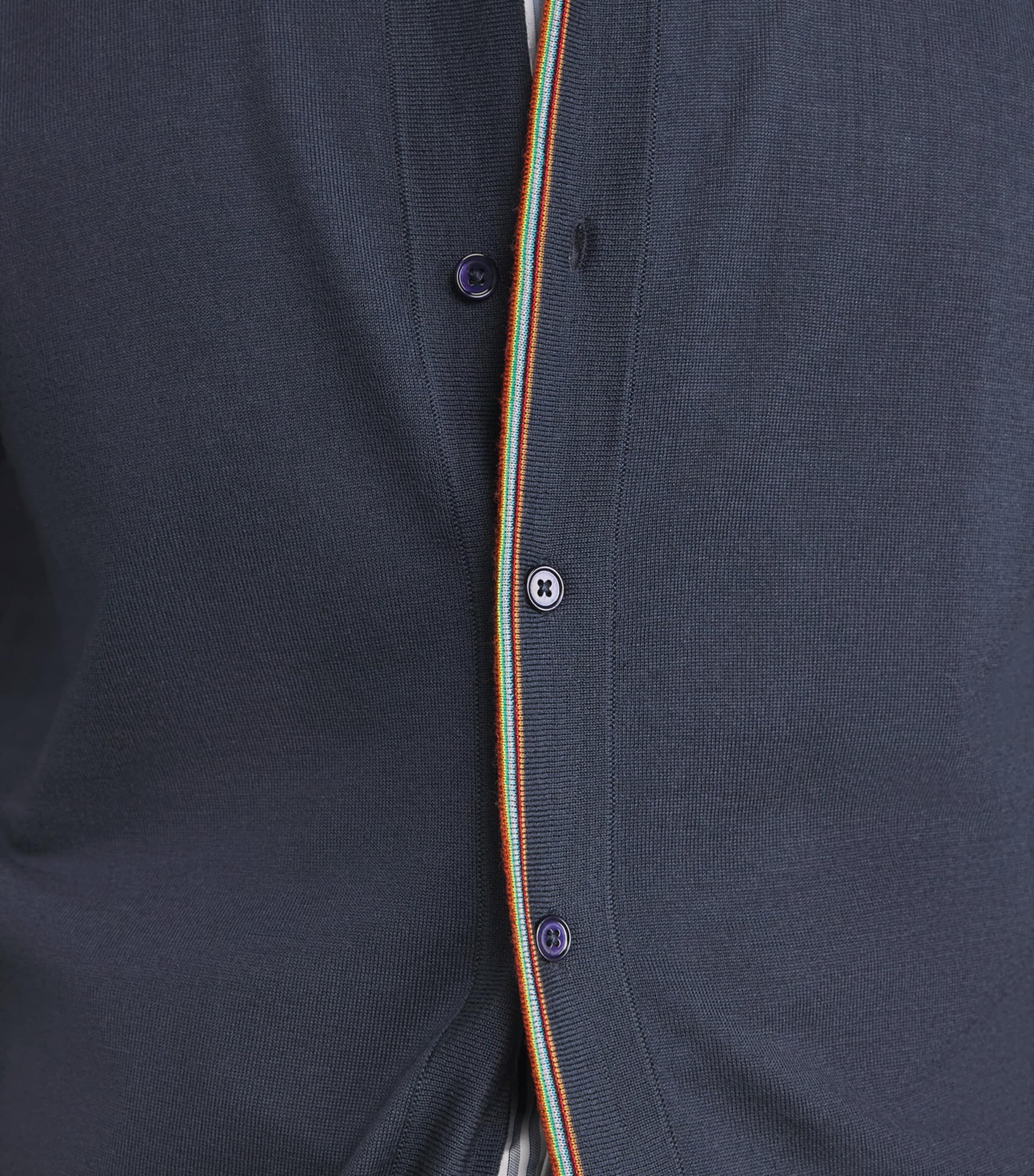 Merino Wool Signature Stripe Cardigan GREY-76 Image 6