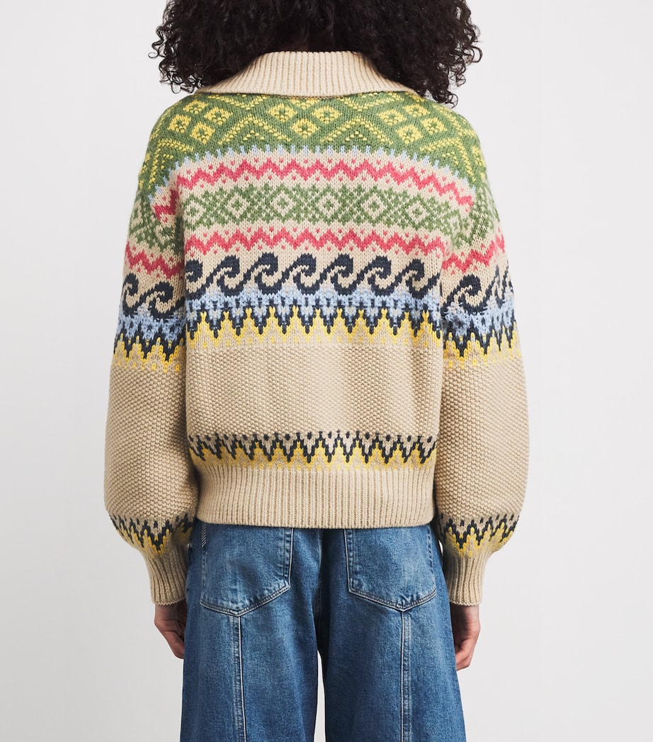 Cotton-Wool-Blend Fair Isle Sweater TAN MULTI Image 4
