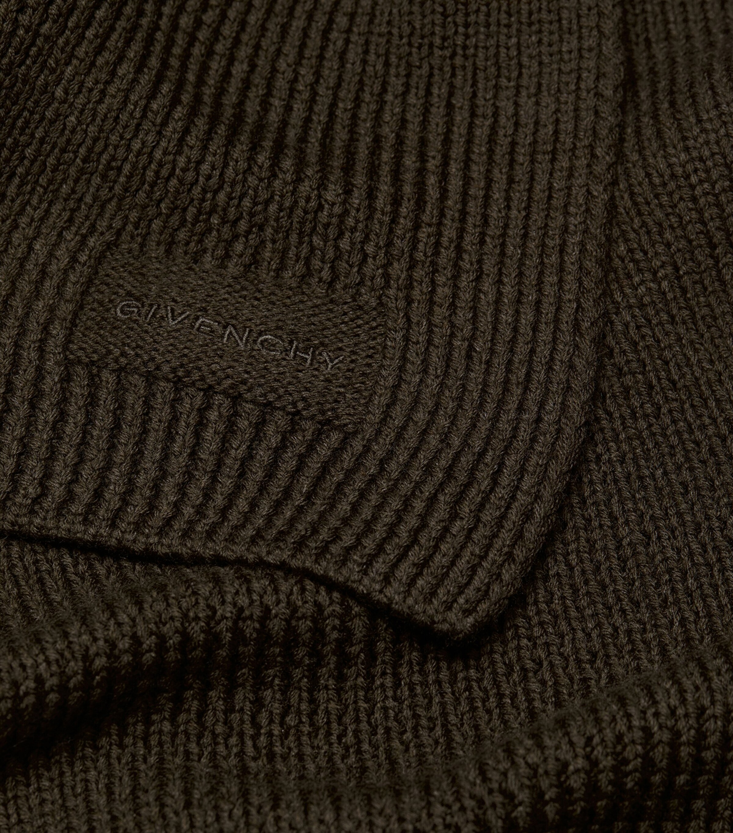 Wool Rib-Knit Scarf KHAKI Image 2