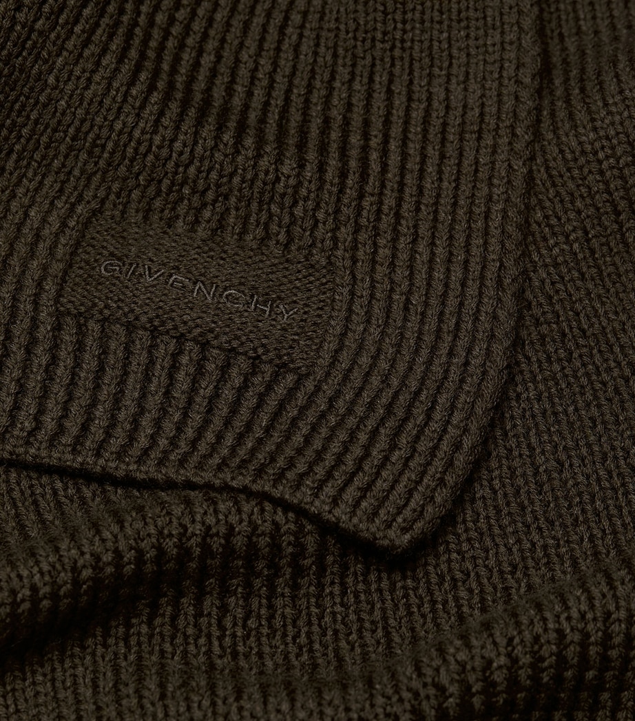 Wool Rib-Knit Scarf KHAKI Image 2