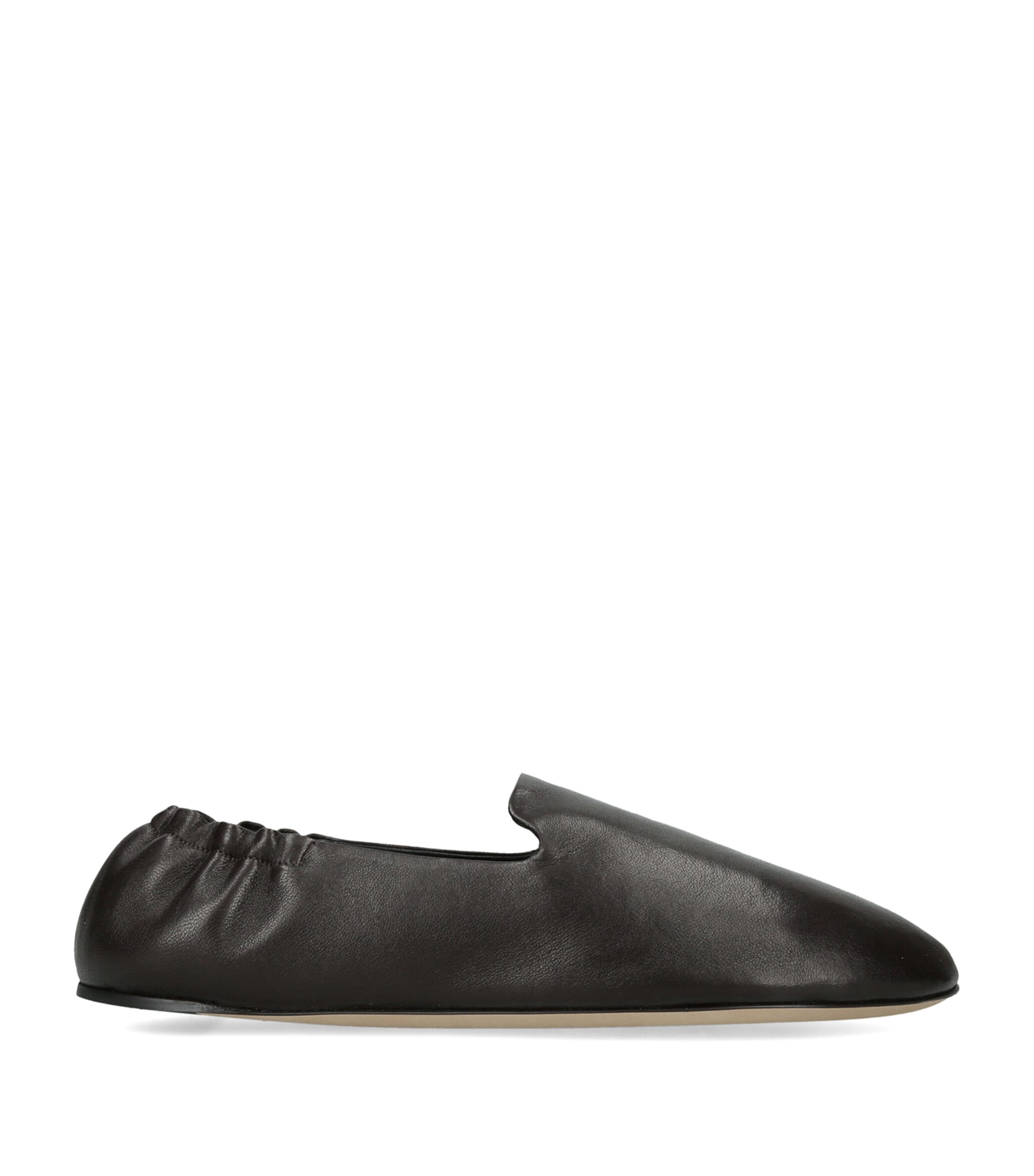 The Row Casa Leather Slippers Dark Brown Image 1