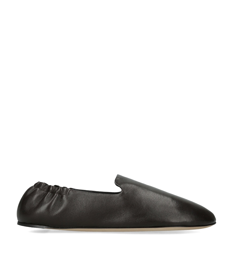 The Row Casa Leather Slippers Dark Brown Image 1