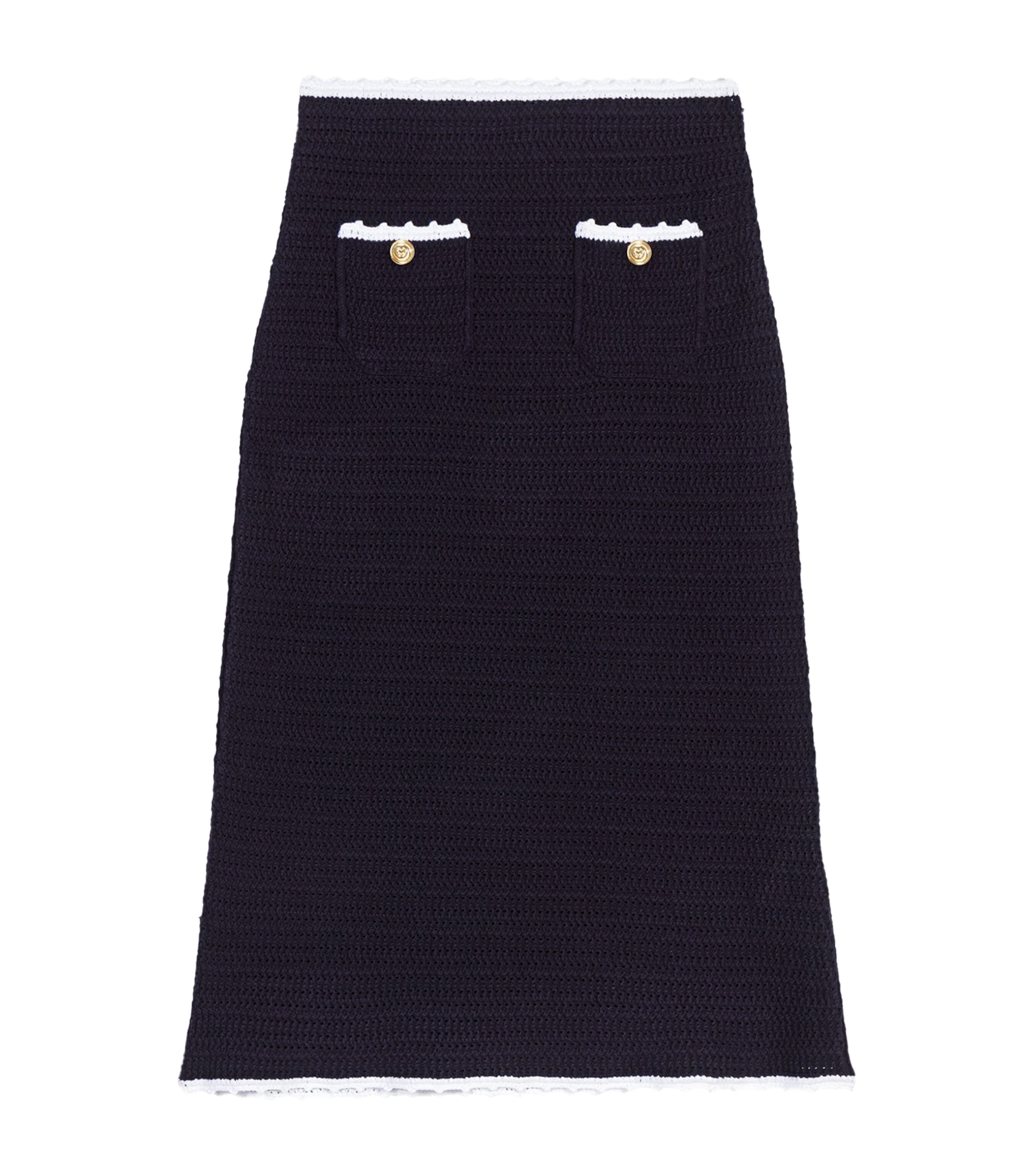 Maje Womens Knitted Midi Skirt Navy Image 1