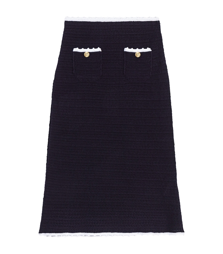 Maje Womens Knitted Midi Skirt Navy Image 1