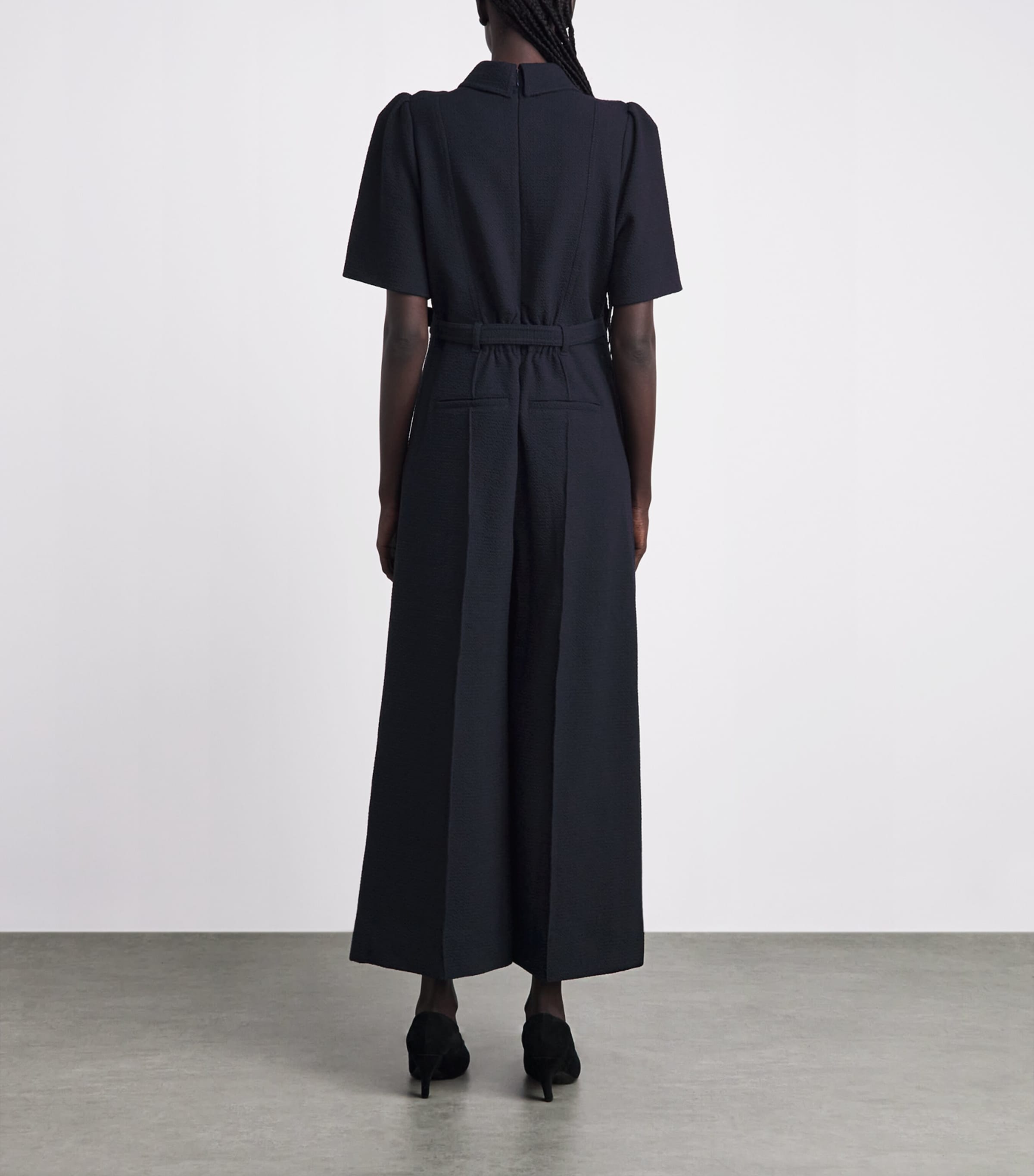 ME+EM Womens Cropped Wide-Leg Jumpsuit Navy Image 4