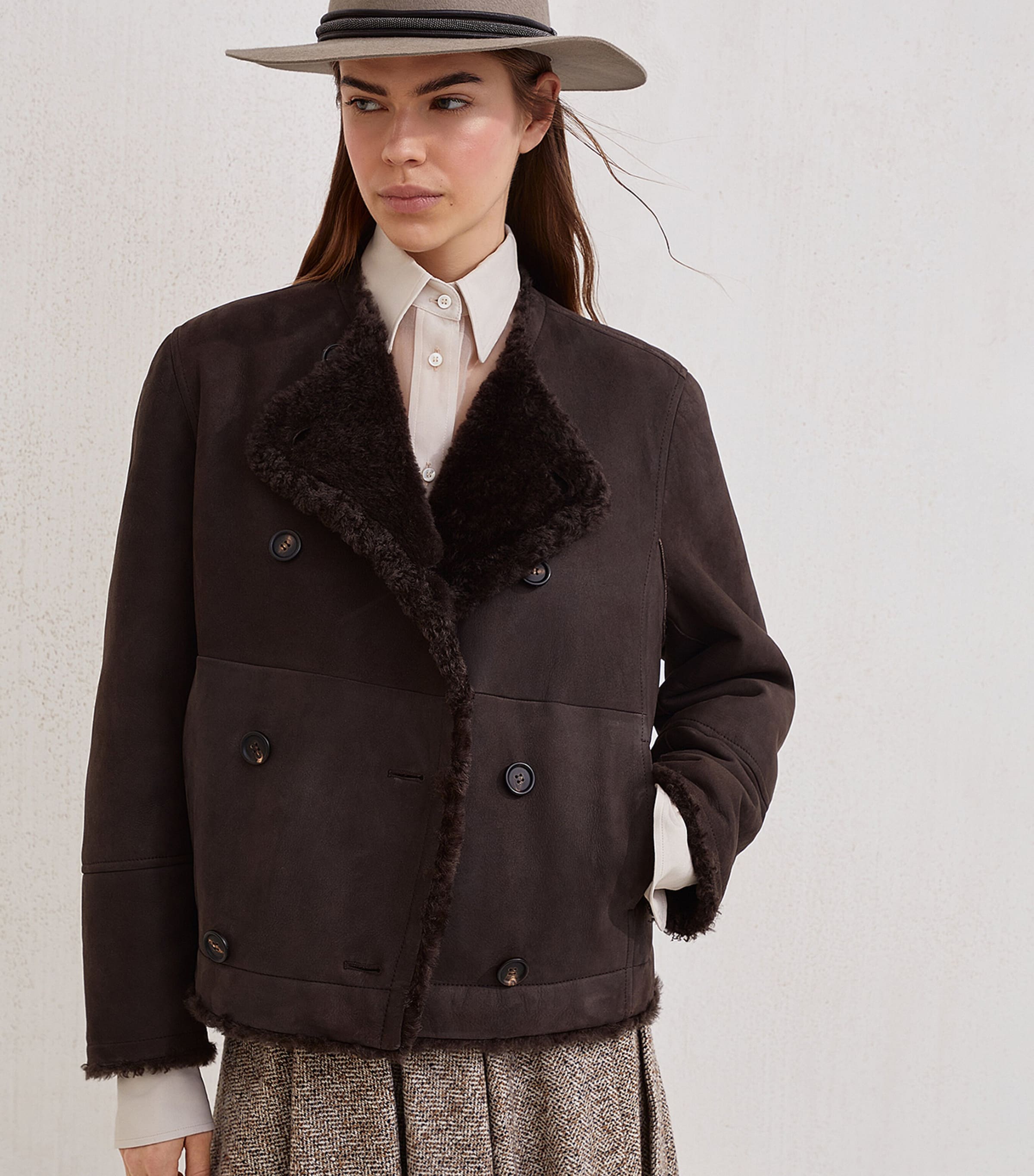 Shearling-Leather Reversible Pea Coat C2390 Image 6