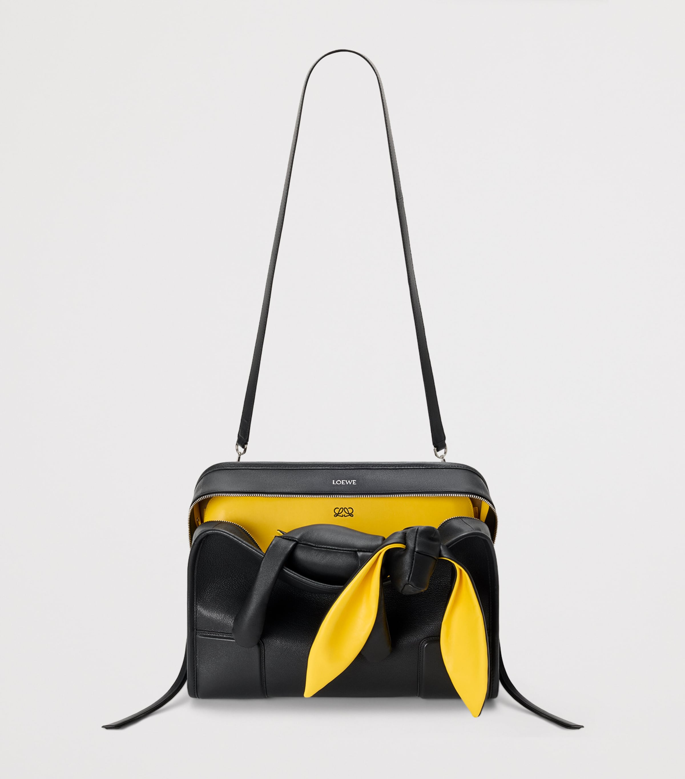LOEWE x Cosima Von Bonin Large Leather Amazona 180 Lazy Dog Top-Handle Bag Black/yellow Image 9