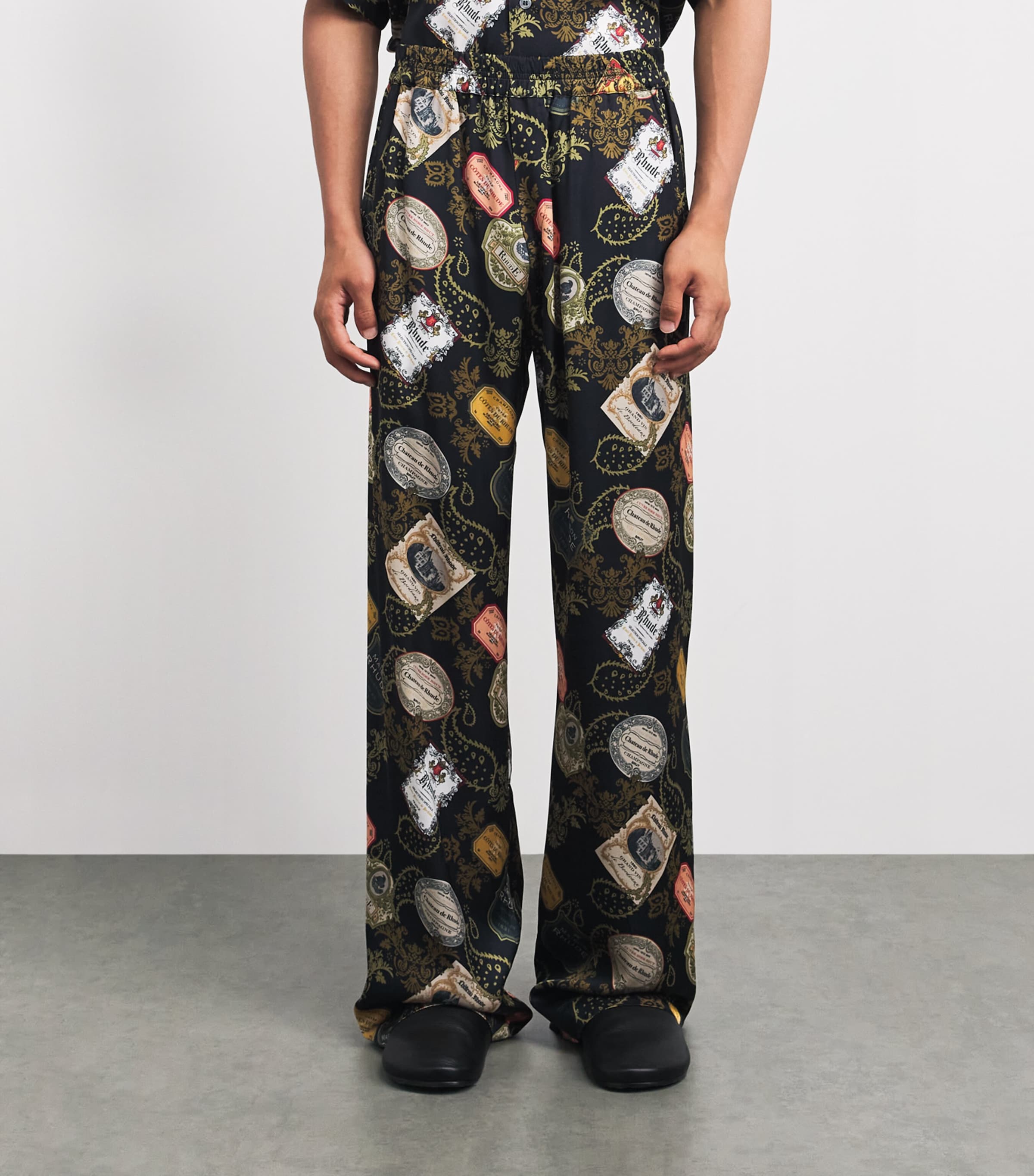 Rhude Mens Bandana Print Wide-Leg Trousers Black/multi Image 4
