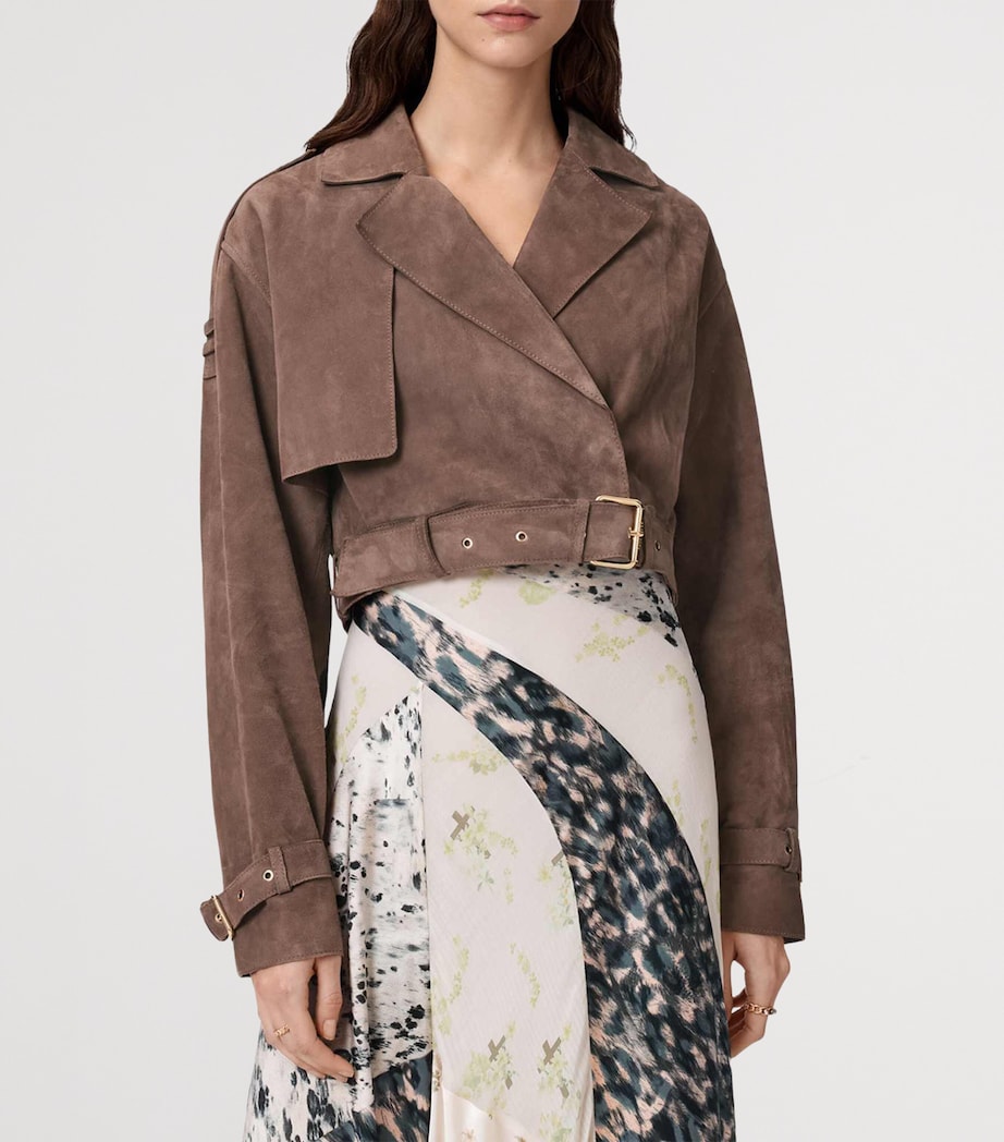 AllSaints Womens Goat Suede Ophelia Jacket Mole Brown Image 3