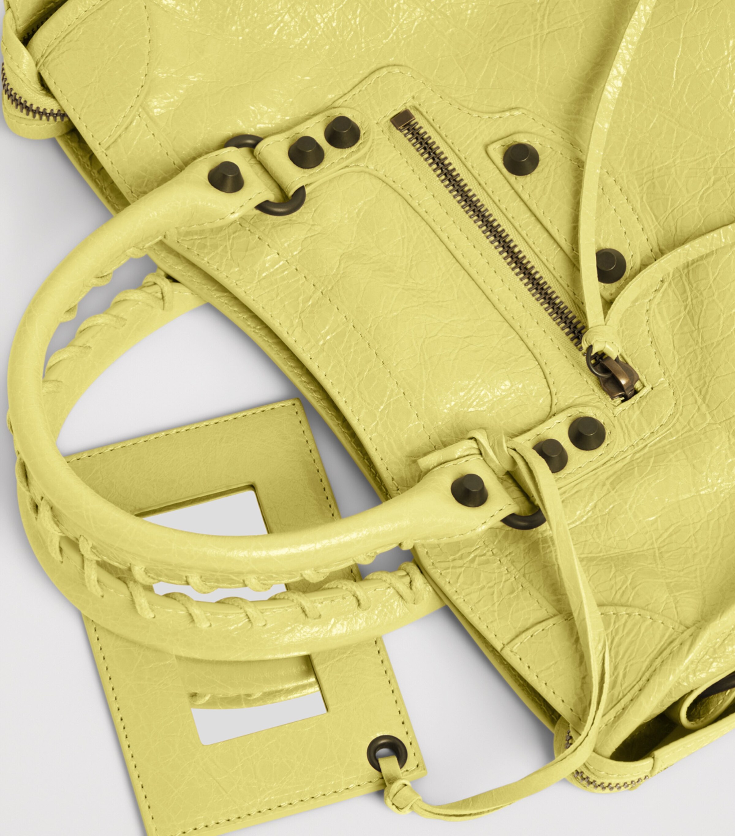 Balenciaga Yellow Small Lambskin Le City Top-Handle Bag | Harrods US