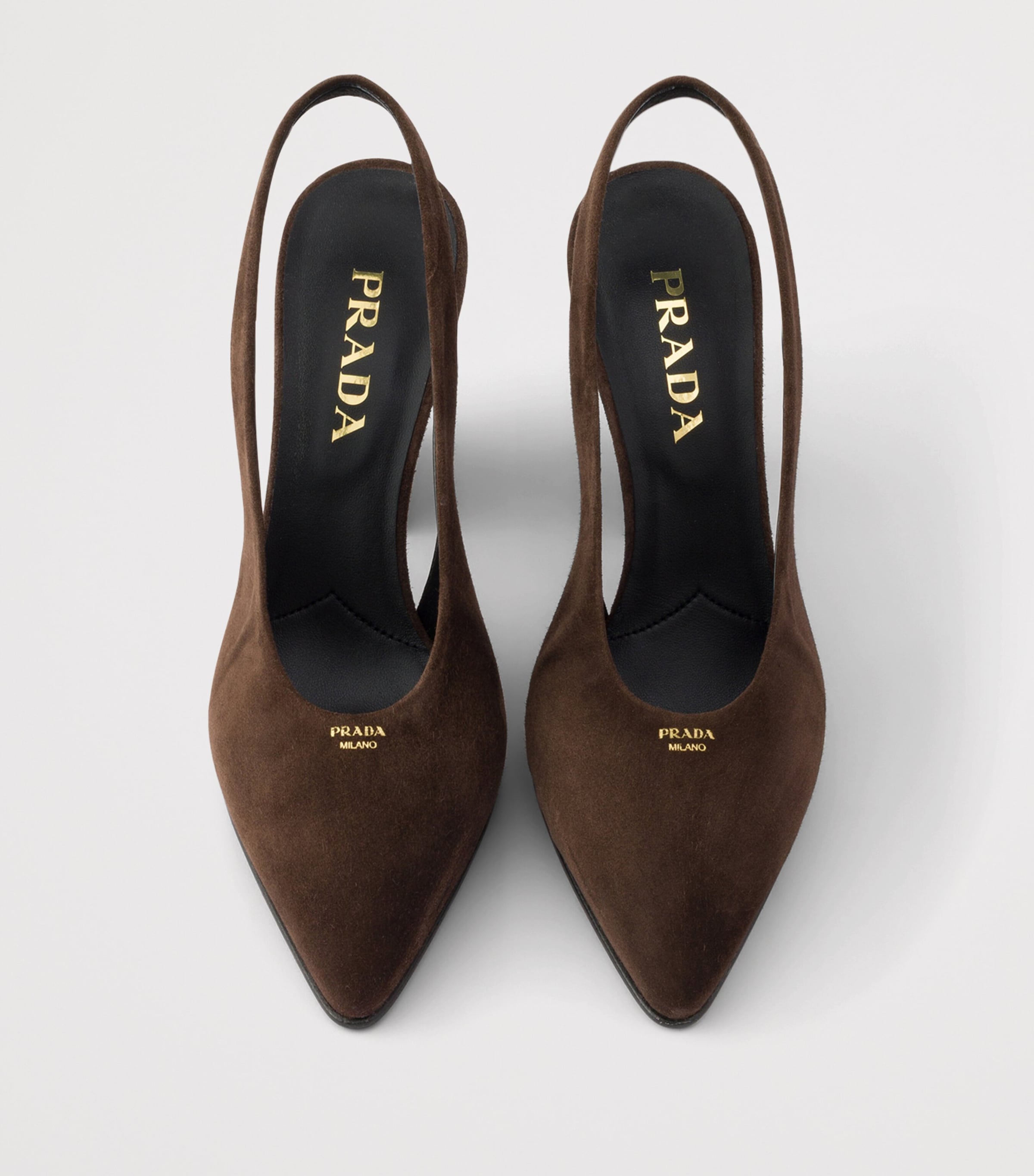 Prada Suede Leather Slingback Pumps 85 Brown Image 3