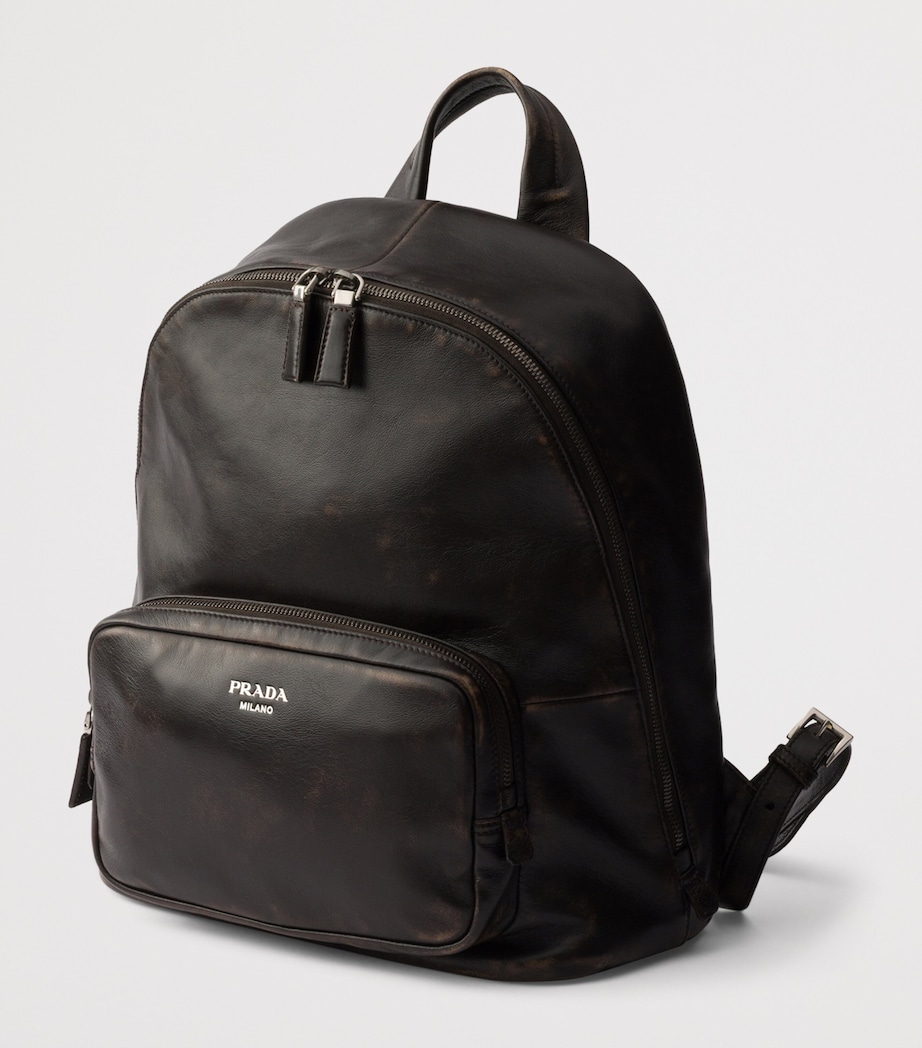 Prada Distressed Nappa Lambskin Backpack Brown Image 3