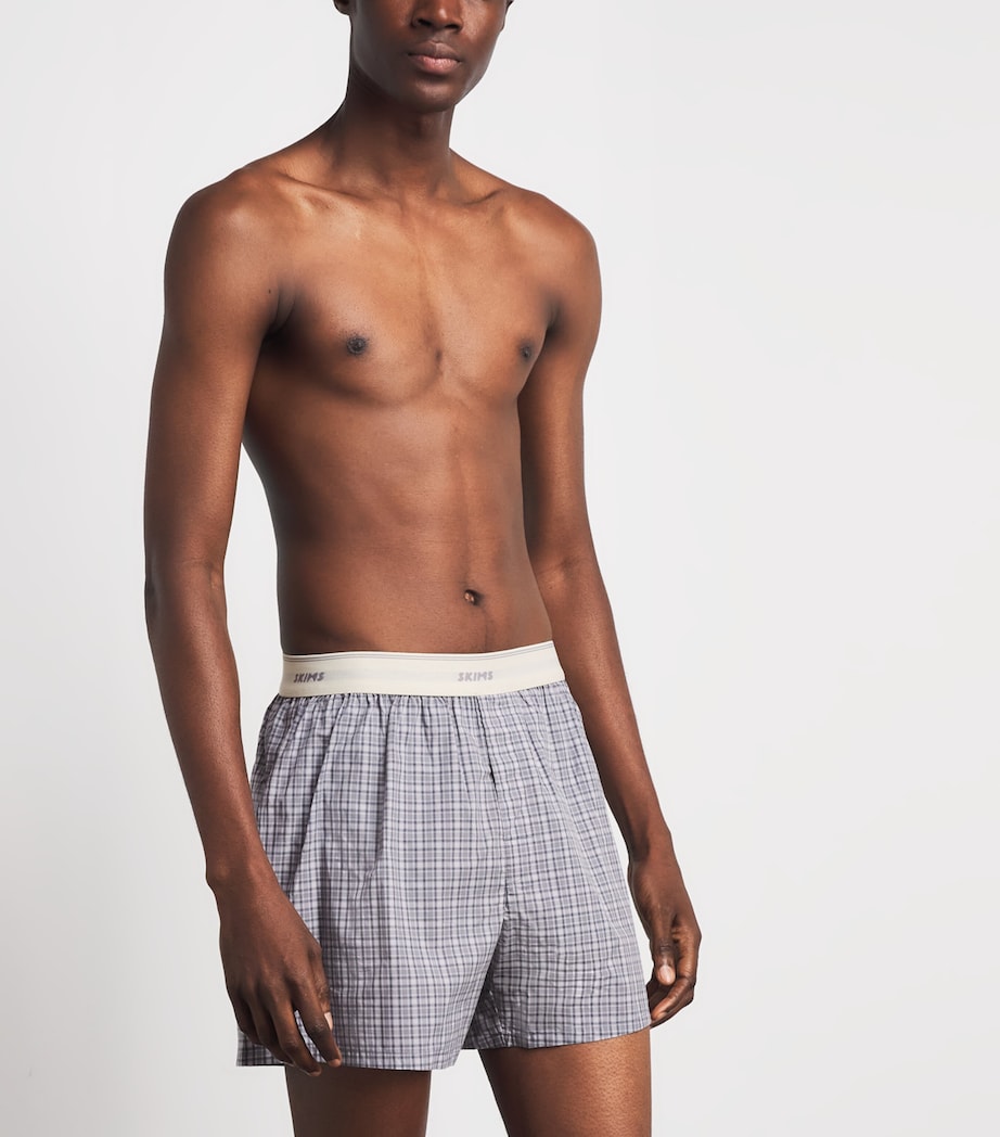 Skims Mens Cotton Poplin Check Boxer Shorts Full Moon Check Image 2