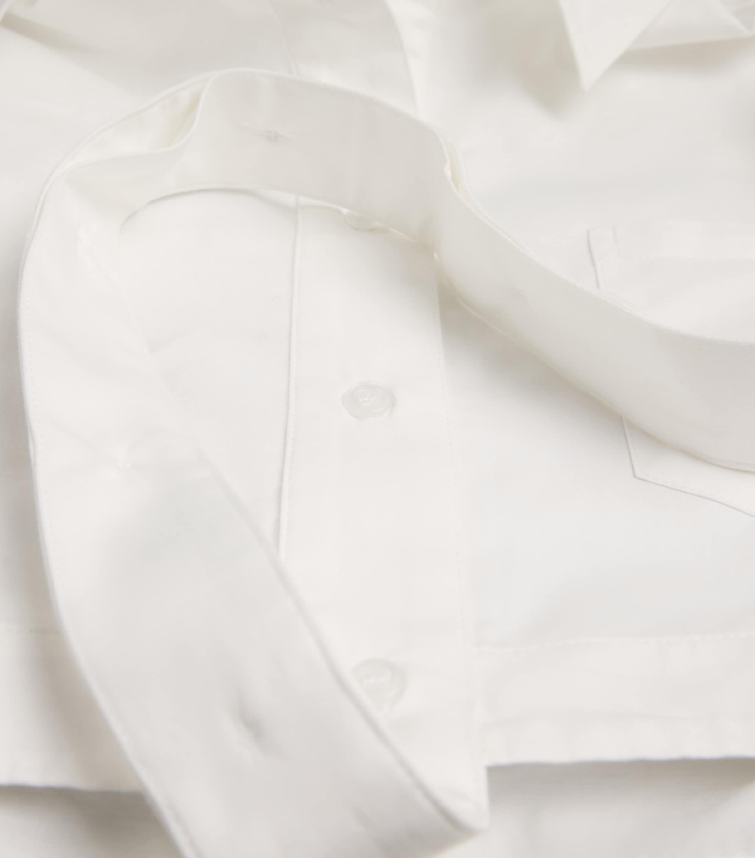 LATE FOR WORK Womens Cotton Deconstructed Cropped Shirt Wht_bblu Image 6