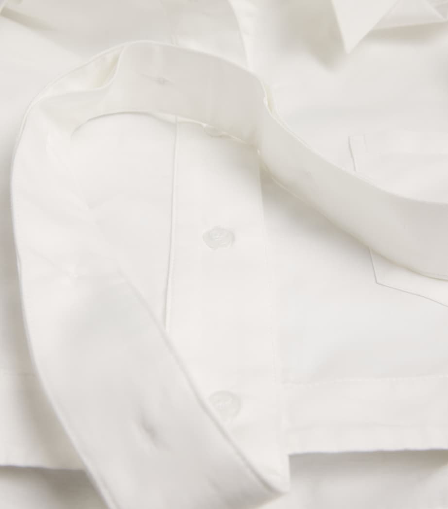 LATE FOR WORK Womens Cotton Deconstructed Cropped Shirt Wht_bblu Image 6