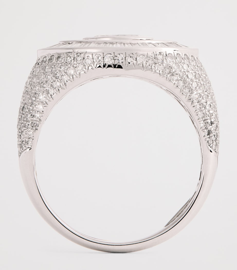 White Gold and Diamond Evil Eye Ring WHITE GOLD Image 3