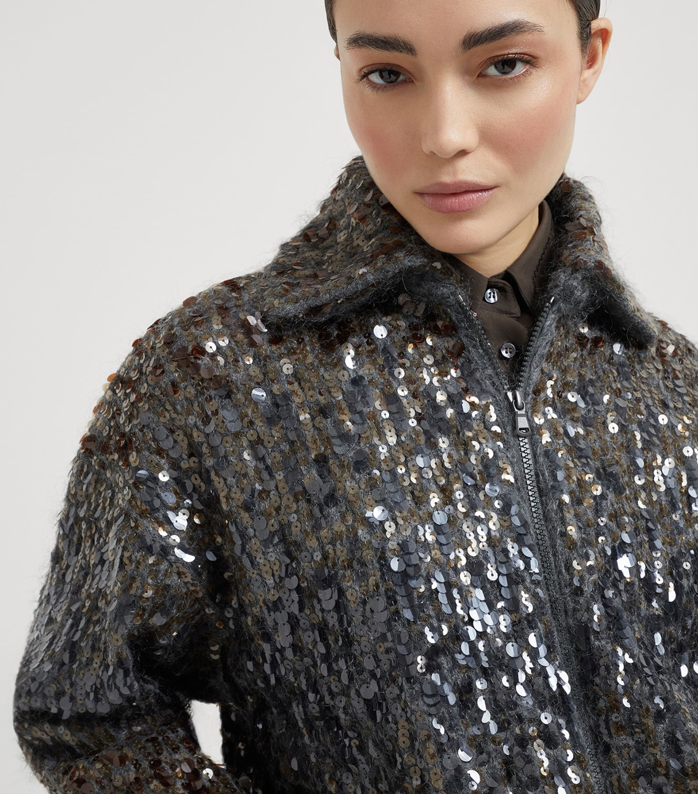 Mohair-Blend Sequin-Embellished Cardigan C9144 Image 6