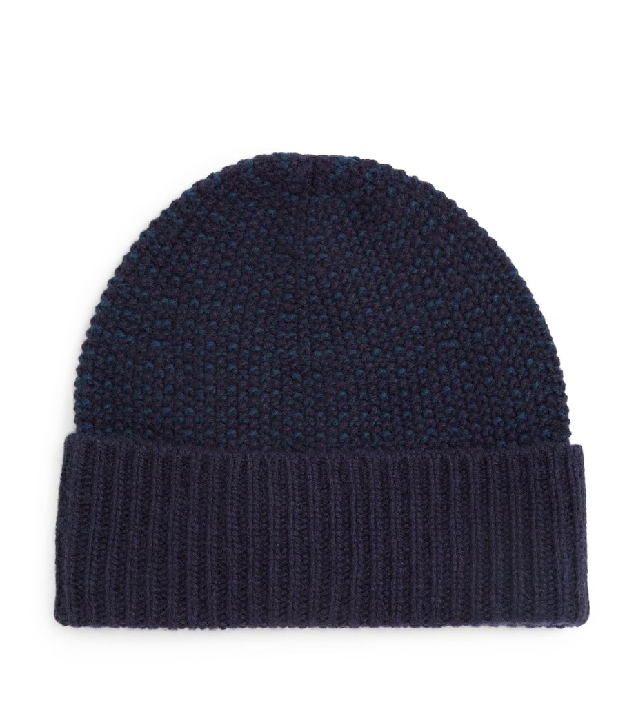 Cashmere Seed-Stitch Beanie Q25305 NAVY/ GREEN Image 1