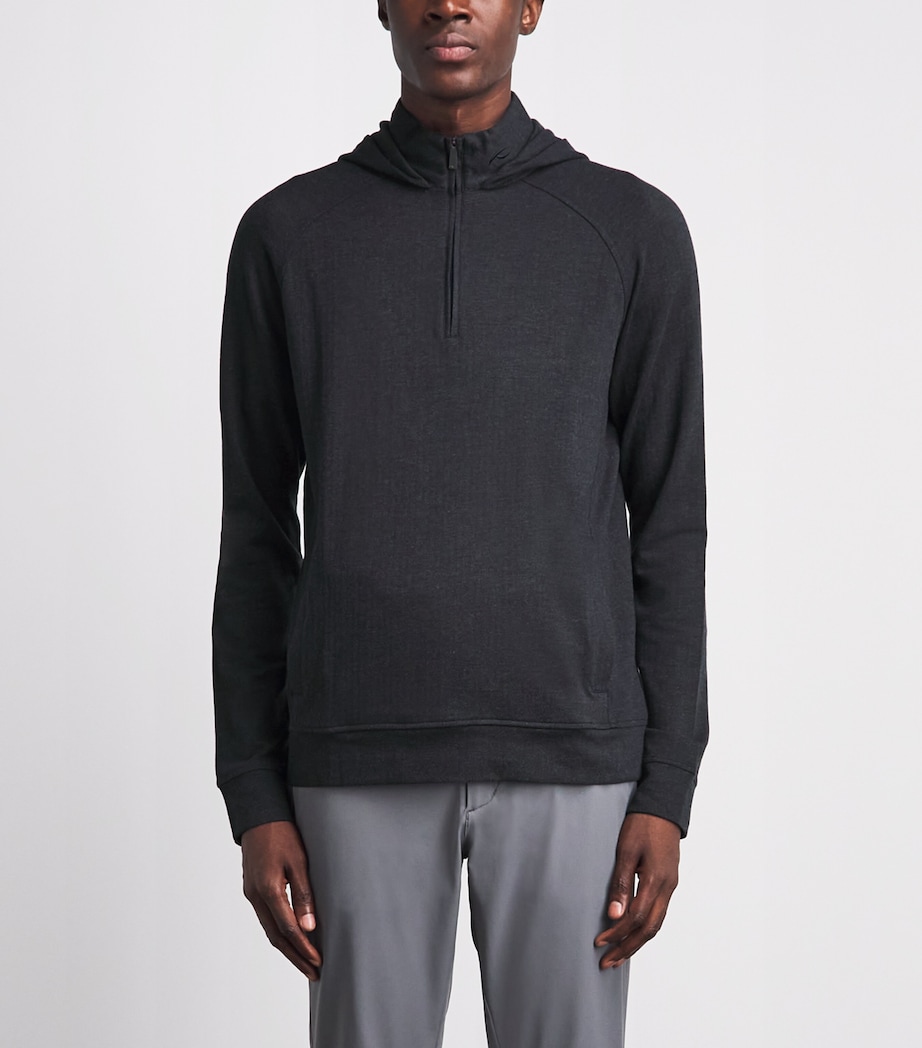 KJUS Mens Inverness Quarter-Zip Hoodie Atlanta Blu/drk Dusk Image 4