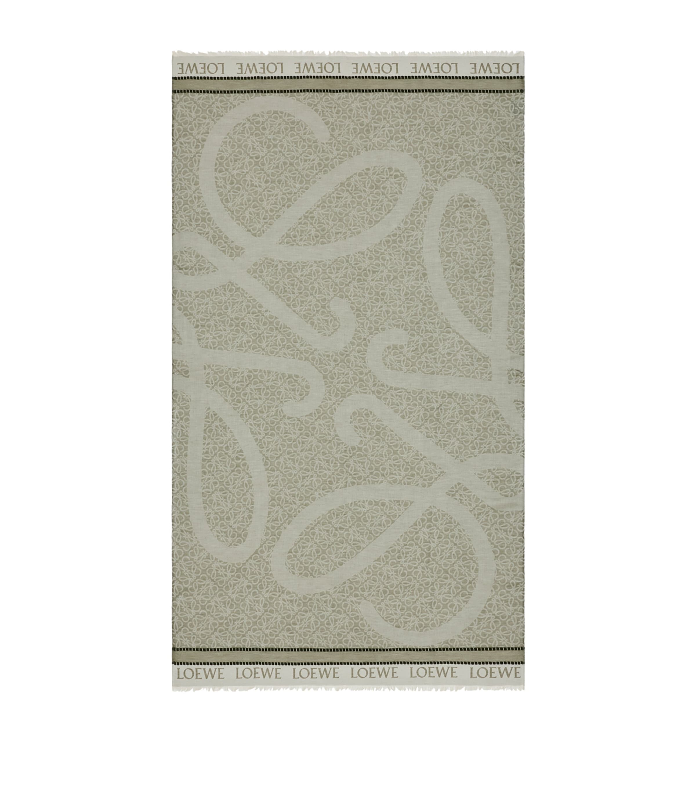 LOEWE Womens x Paula's Ibiza Cotton Anagram Pareo Khaki Green Image 1