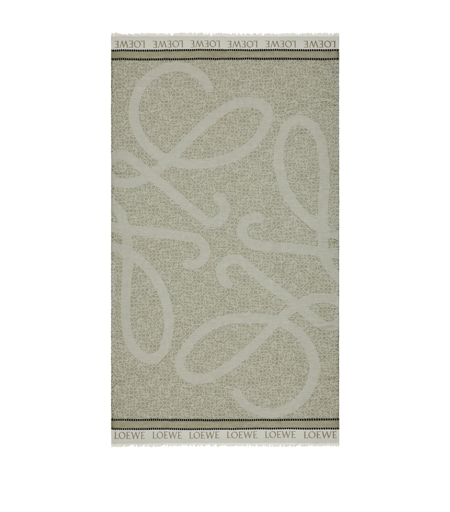 LOEWE Womens x Paula's Ibiza Cotton Anagram Pareo Khaki Green Image 1