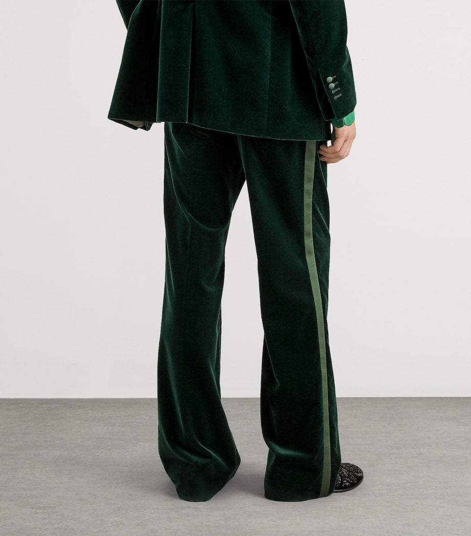 Dolce&Gabbana Mens Velvet Wide-Leg Trousers Dark Green Image 4