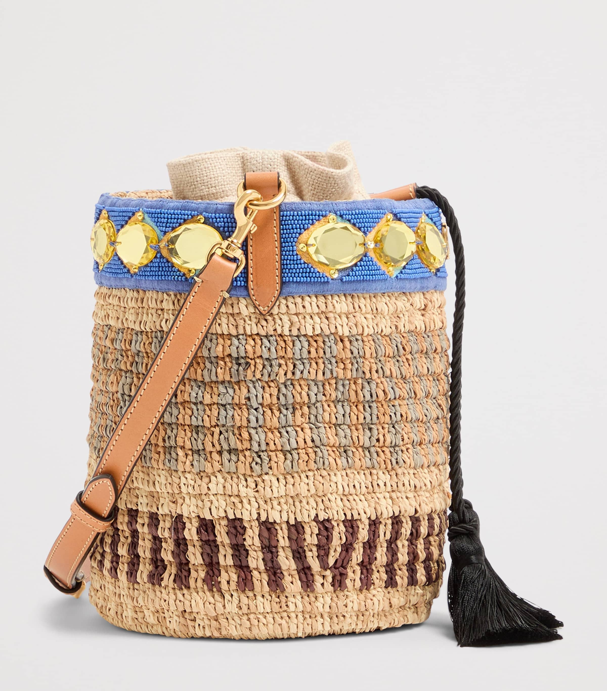 Valentino Garavani Small Raffia Embellished Bucket Bag Image 2