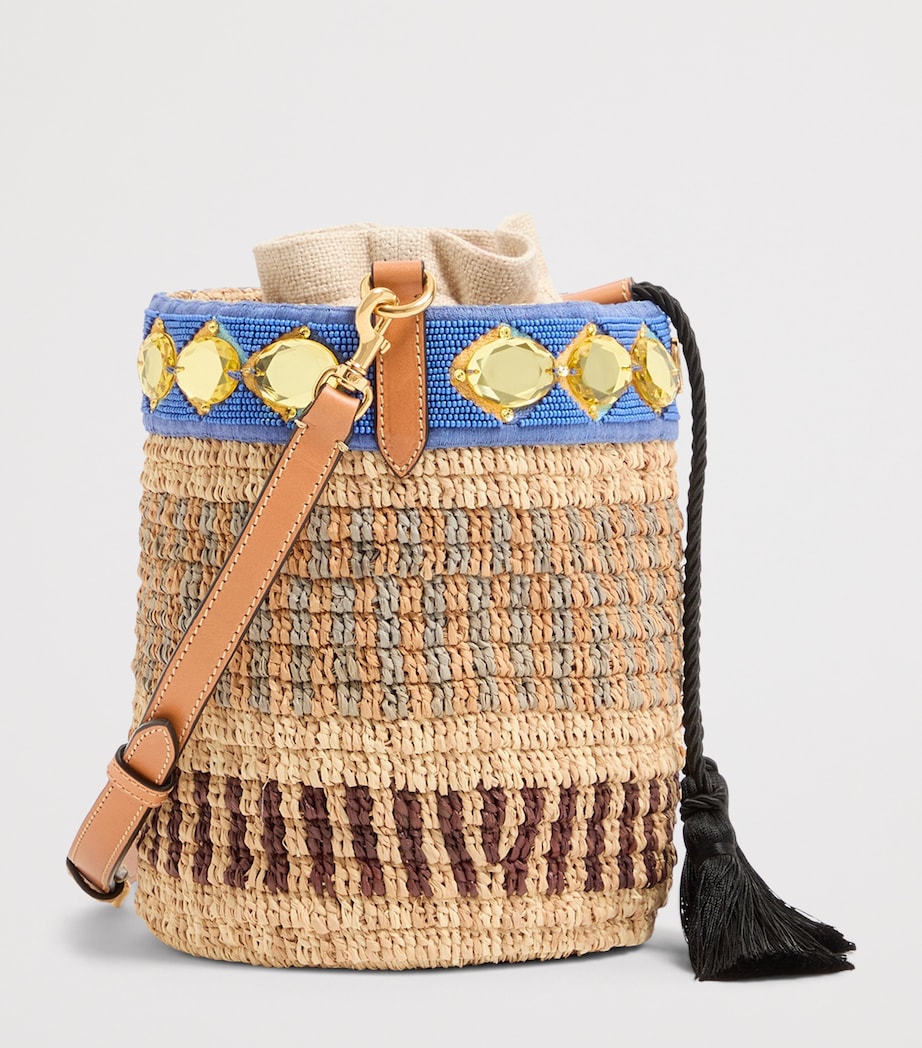 Valentino Garavani Small Raffia Embellished Bucket Bag Image 2