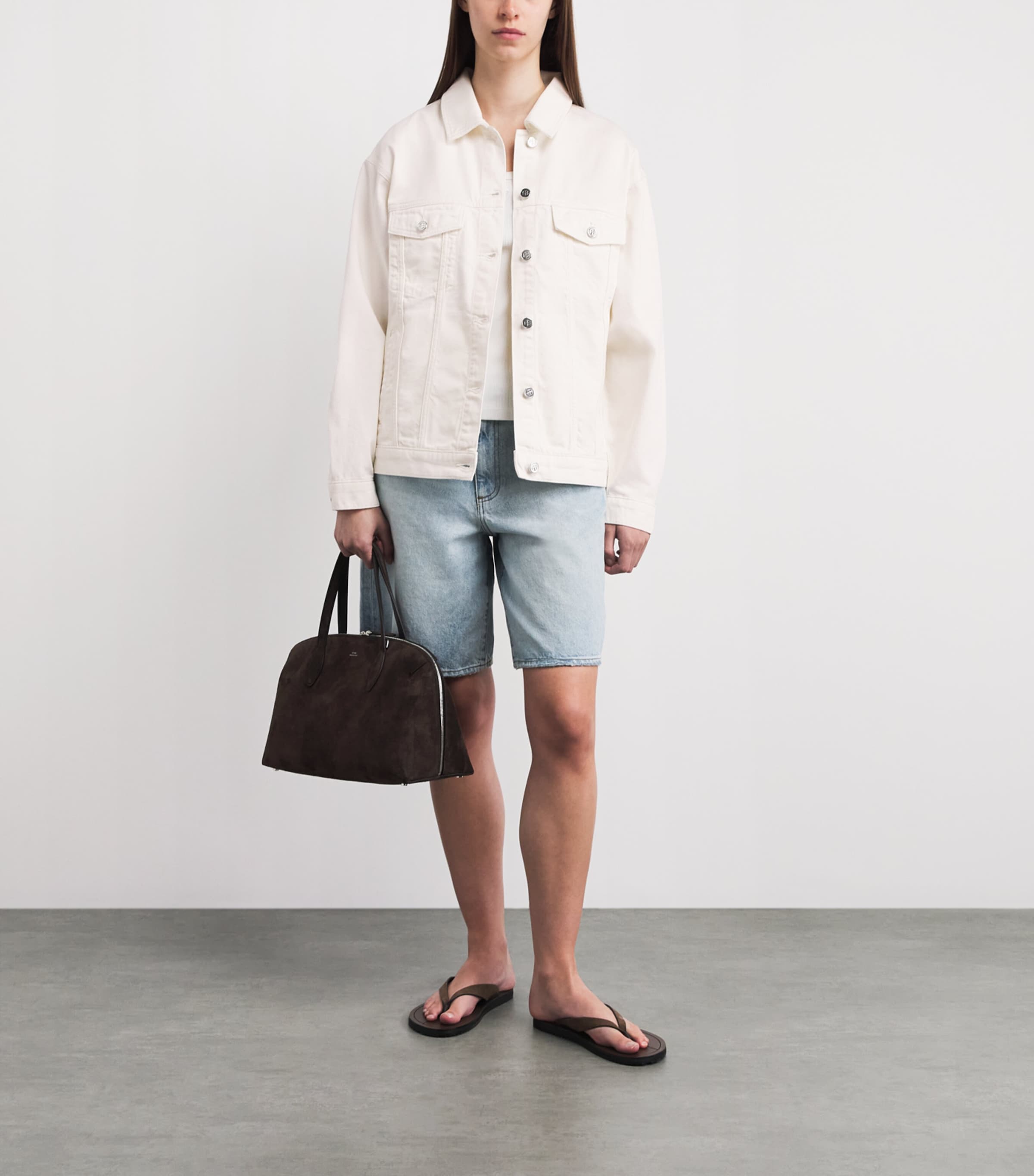 ANINE BING Womens Rory Denim Jacket Ecru Image 2