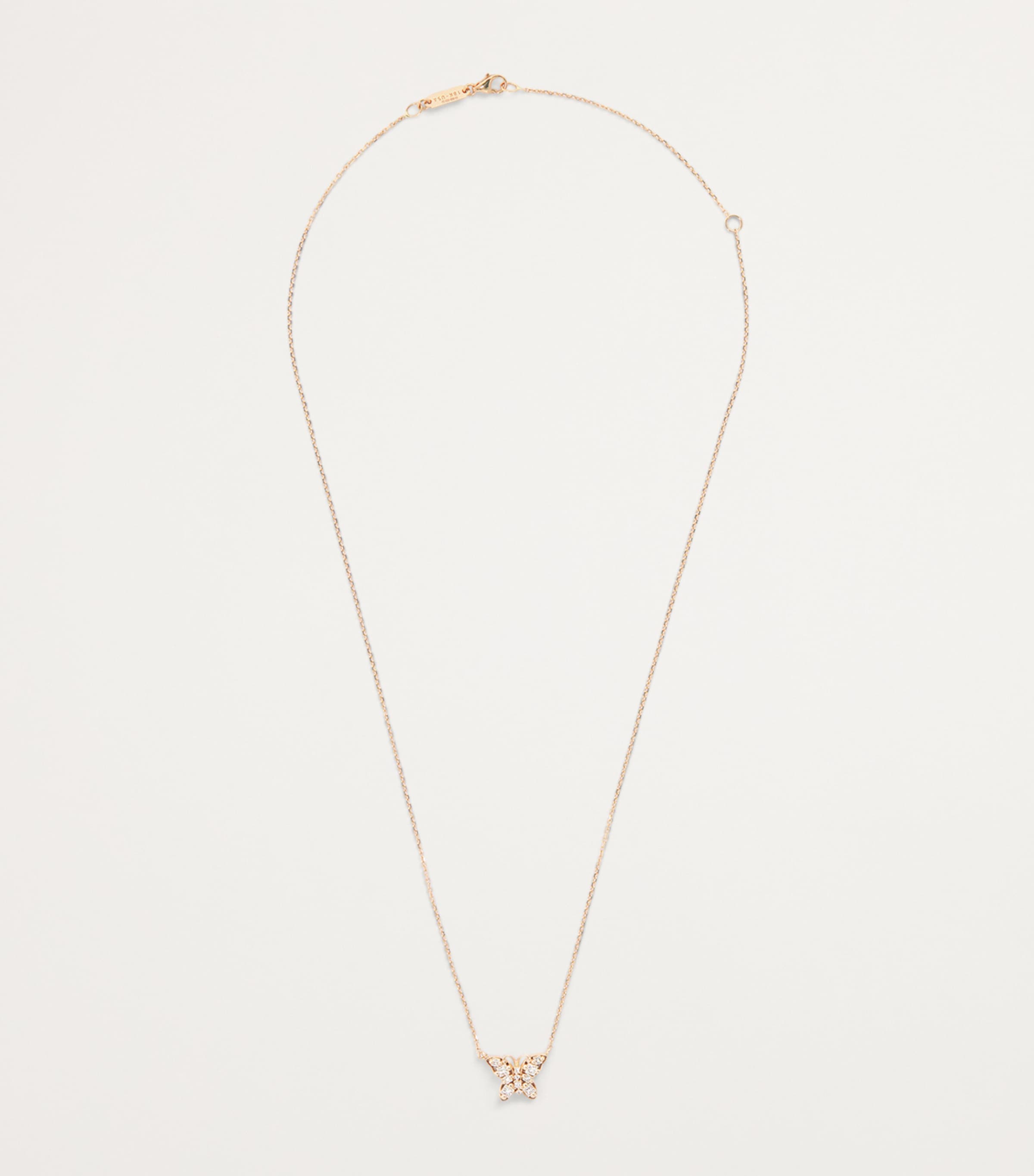 Mini Rose Gold and Diamond Princess Butterfly Necklace 18K RG/WD Image 3