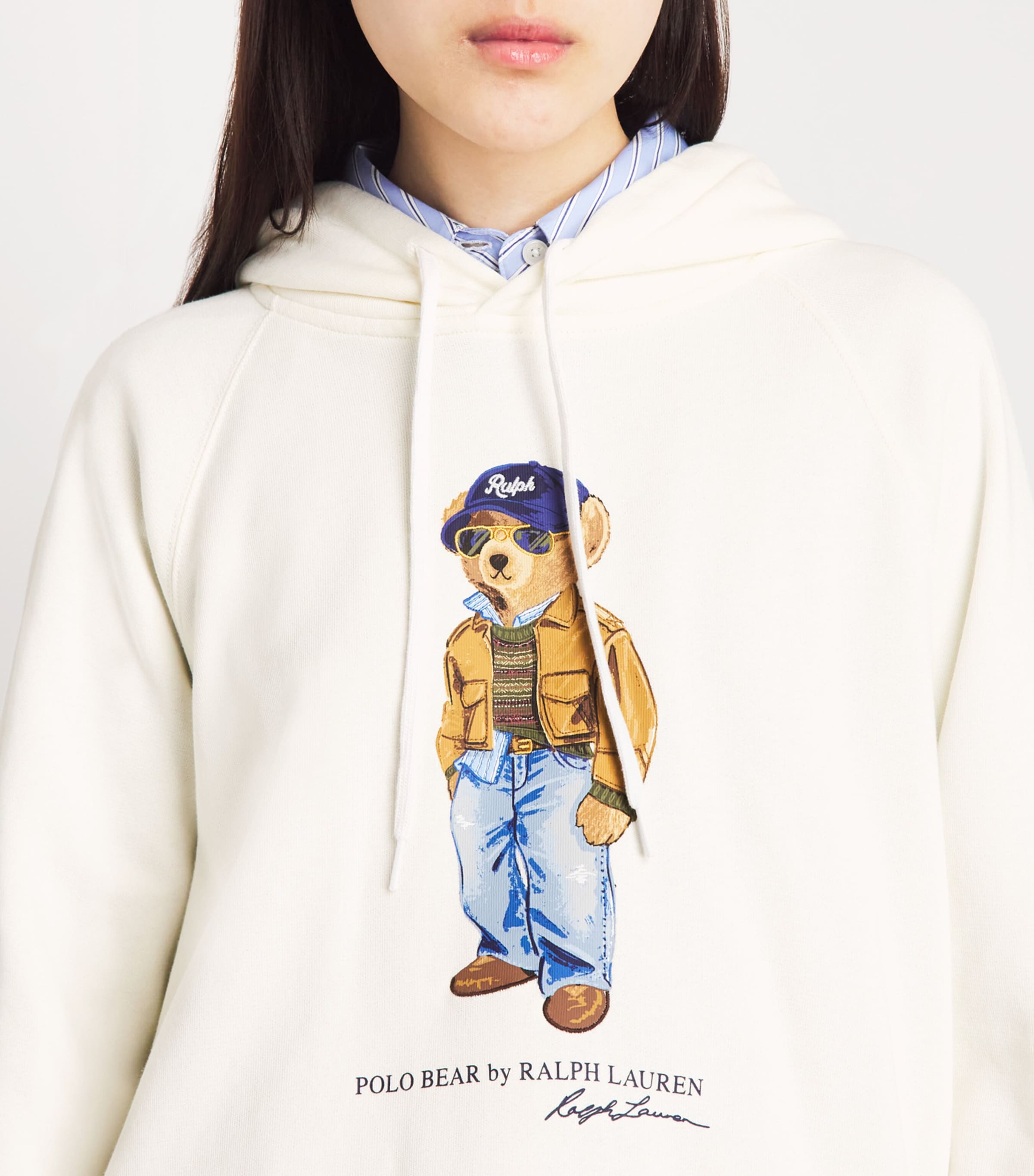 Polo Ralph Lauren Womens Cotton-Blend Polo Bear Hoodie Warm White Image 3