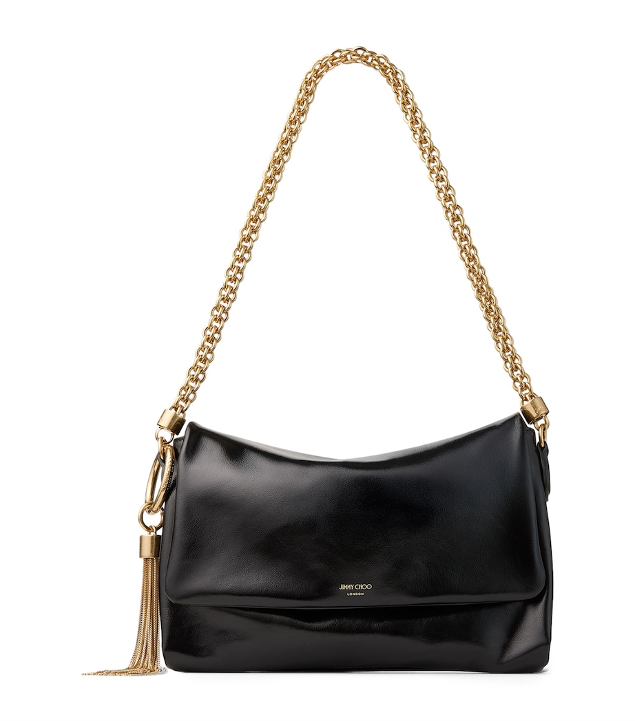 Leather Callie Flap Shoulder Bag BLACK/GOLD Image 1