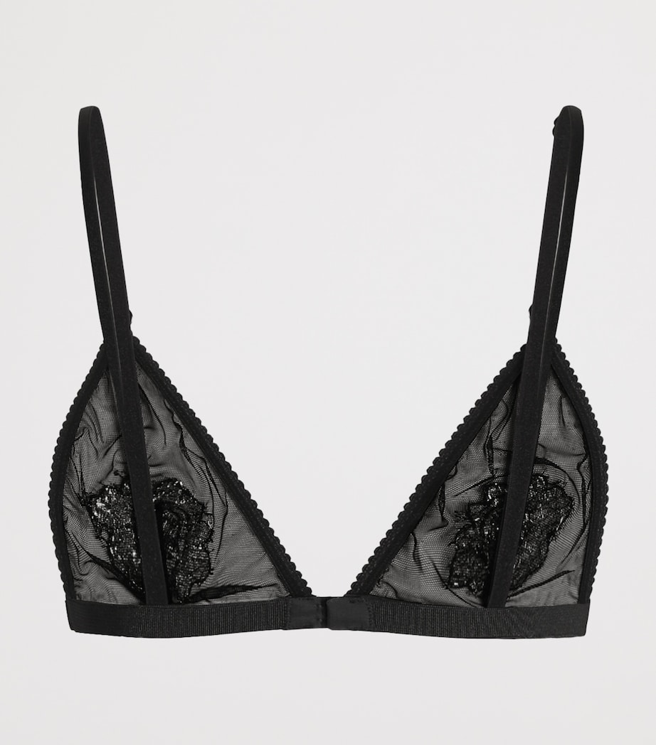 Dolce&Gabbana Womens Lace Mesh Embellished Bralette Blac Image 2