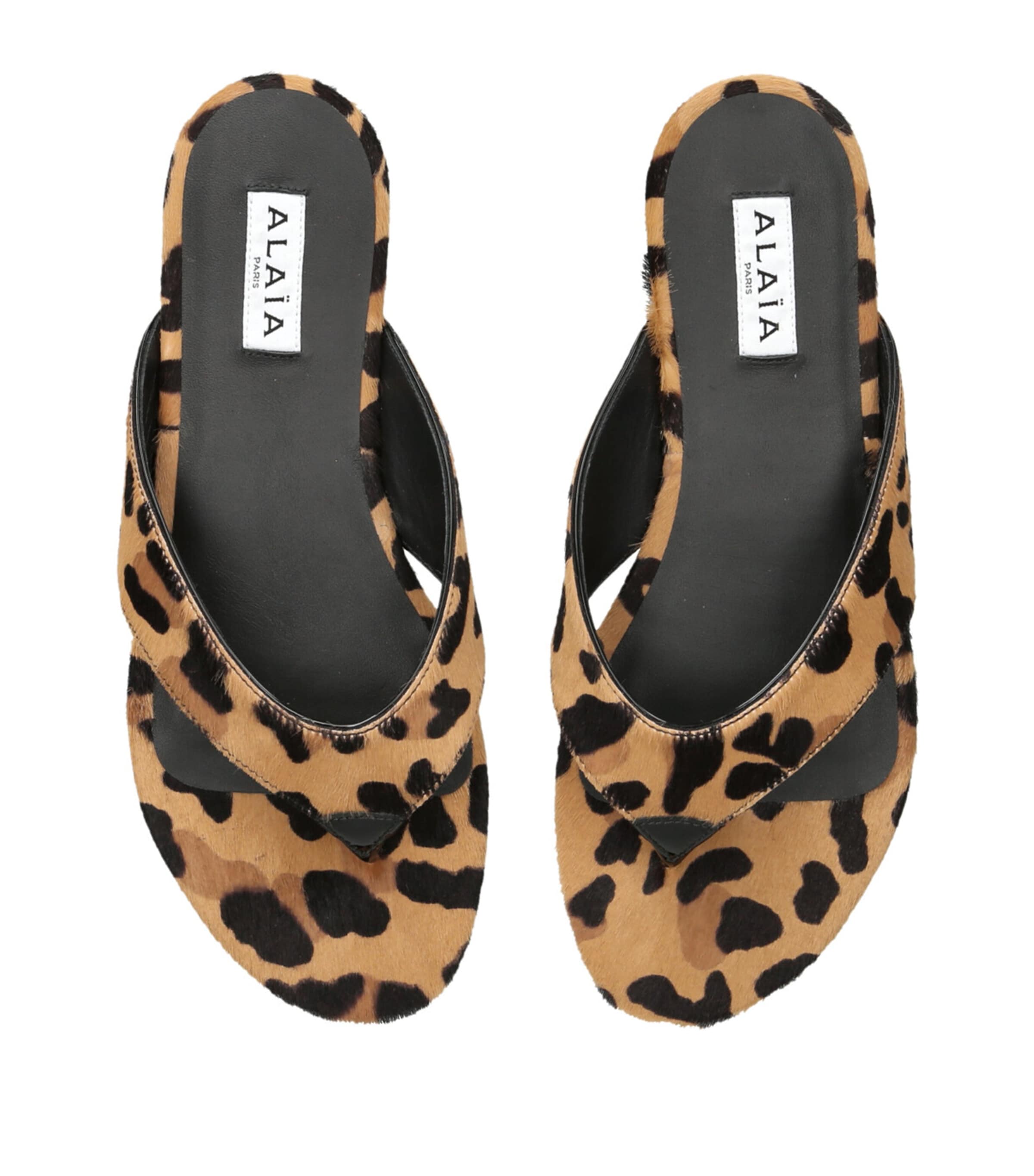 Pony Hair Leopard-Print Sandals DK.BRN COM Image 4