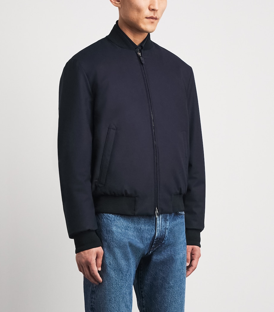 Canali Mens Wool Bomber Jacket Navy Image 4