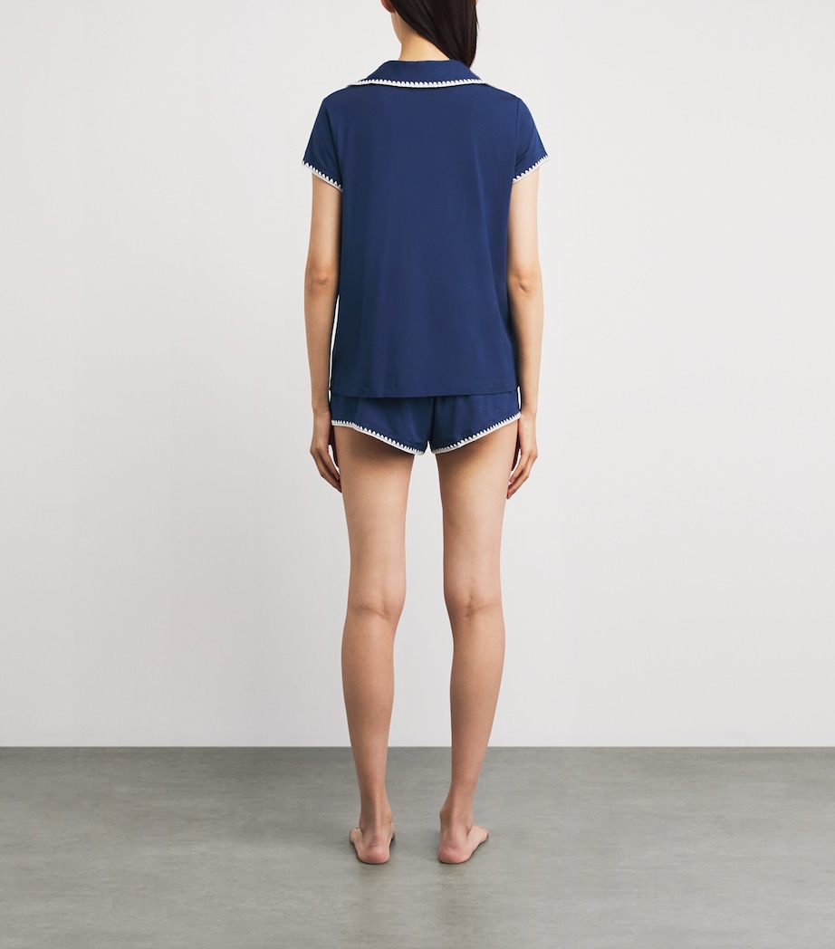 Eberjey Womens Short-Sleeve Frida Pyjama Set Navy/ivory Image 4