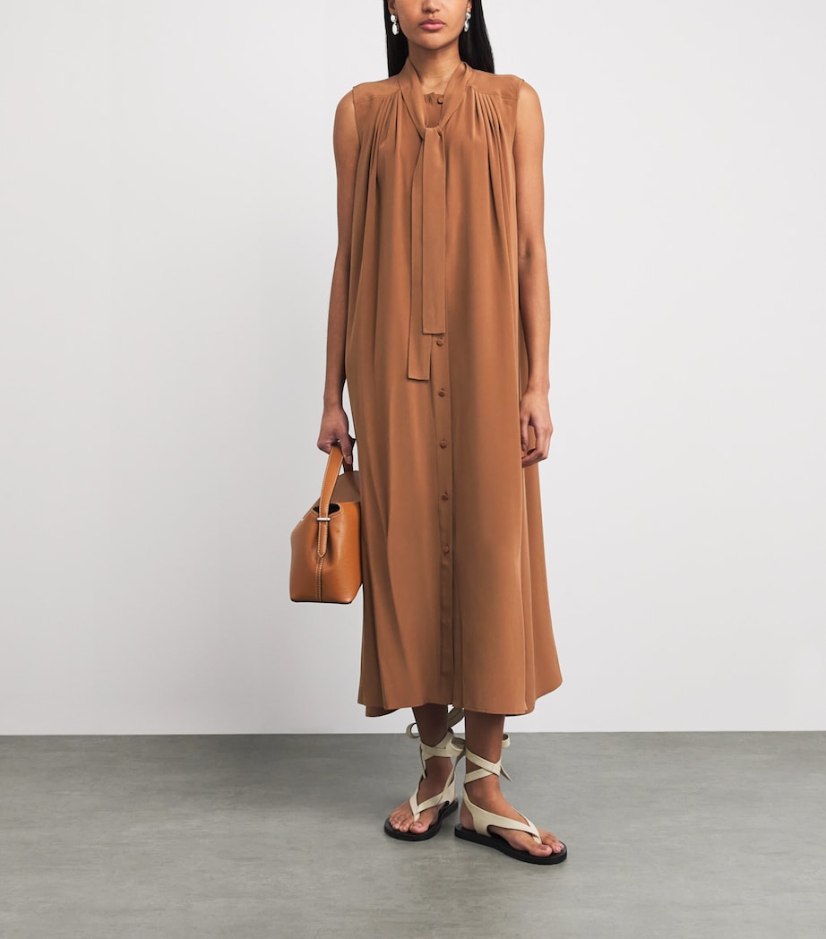 Yves Salomon Womens Silk Crepe de Chine Midi Dress Image 2