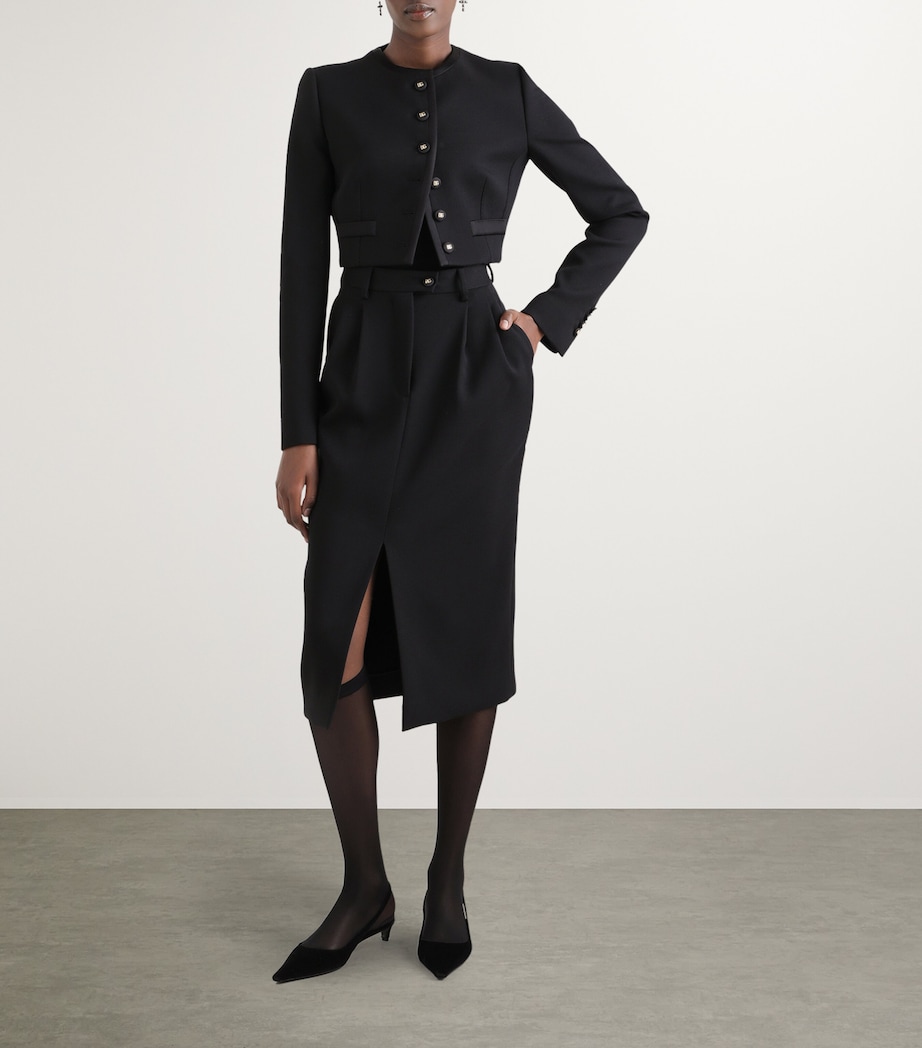 Wool Cropped Jacket N0000-BLACK Image 2