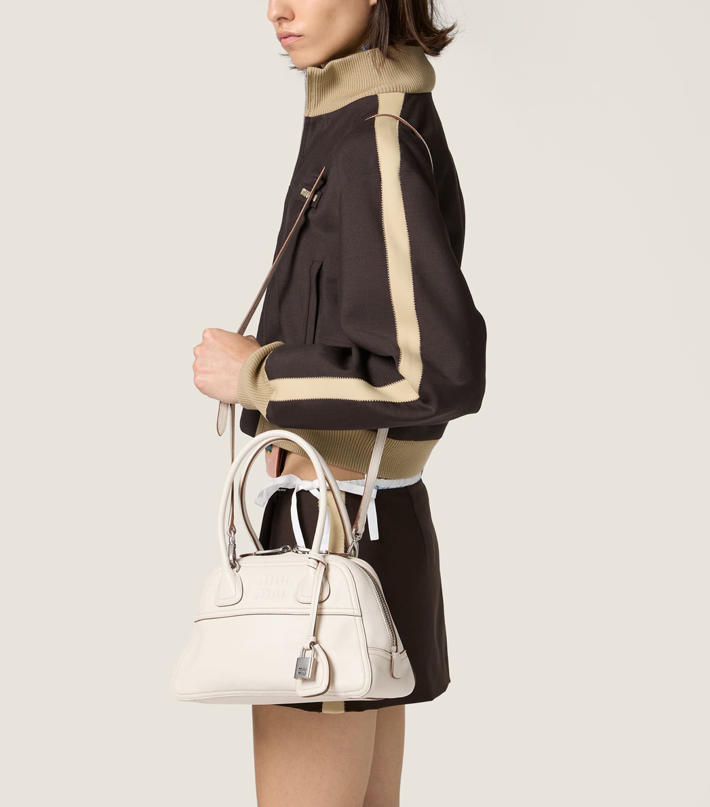 Miu Miu Nappa Leather Vivant Top-Handle Bag Neutral Image 5