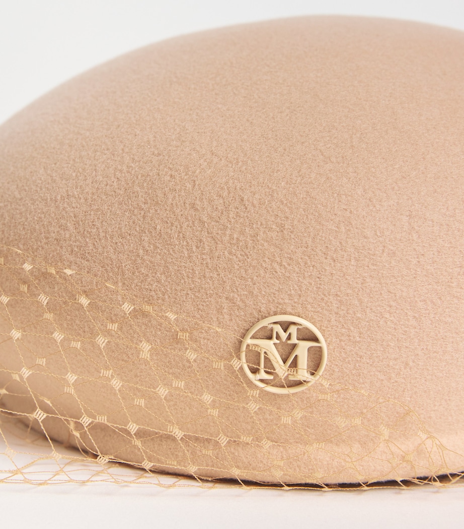 Maison Michel Beige Wool New Bonnie Veil Beret | Harrods UK