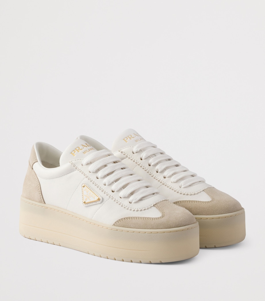 Prada Leather-Suede Downtown Bold Sneakers Image 2