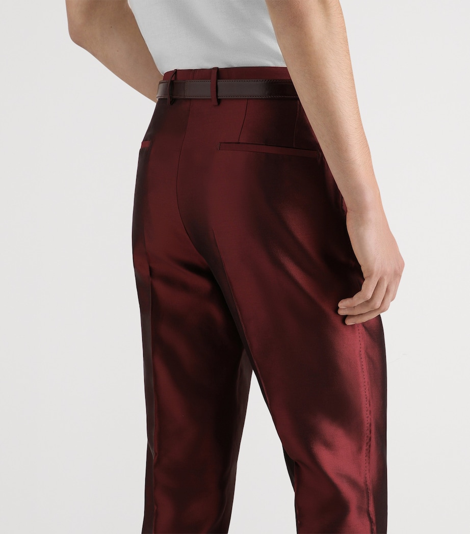 Dolce&Gabbana Mens Silk Cropped Tailored Trousers Wine Image 4