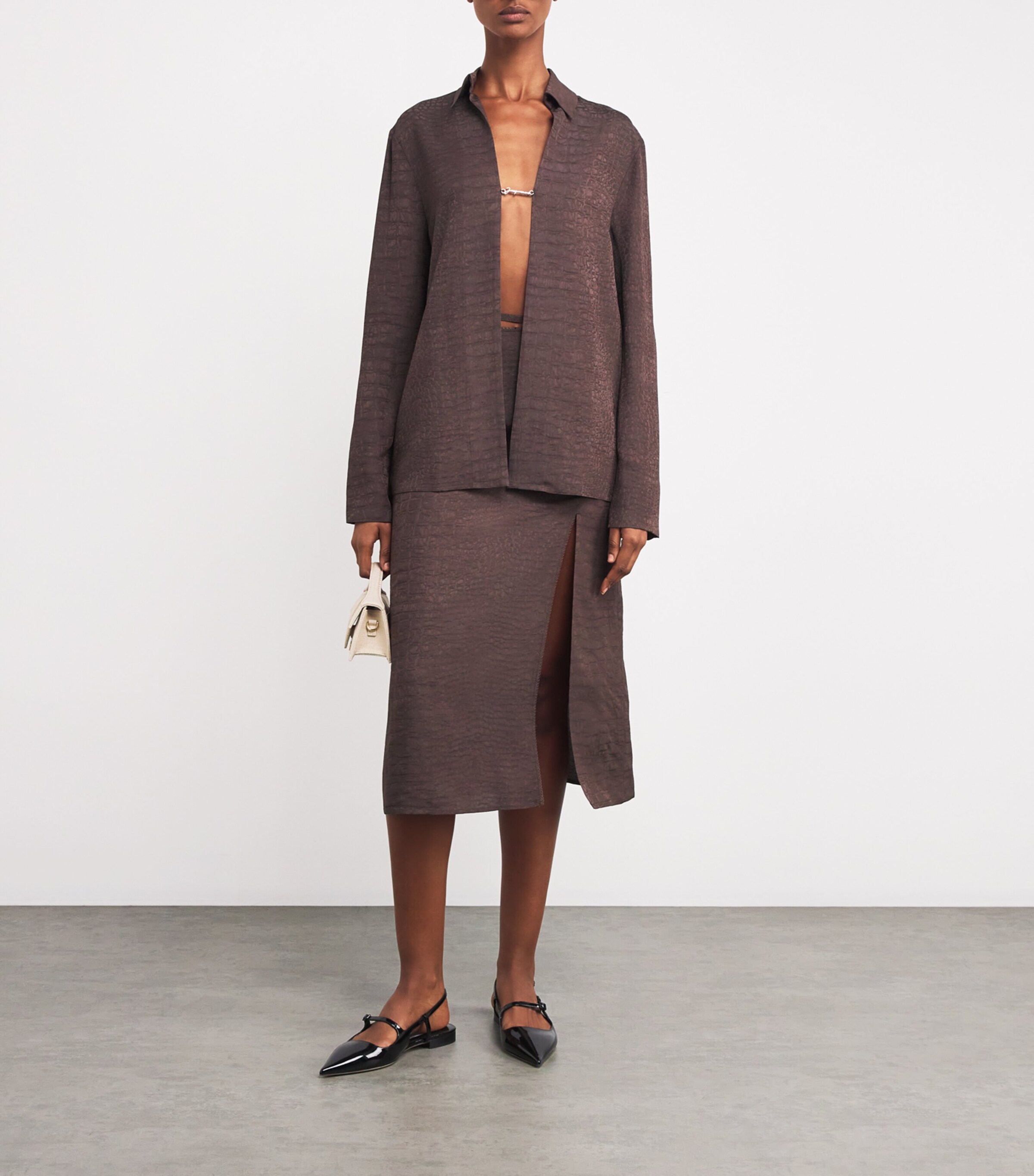 Croc-Effect Monogram Shirt 8CP CROCO BROWN Image 2