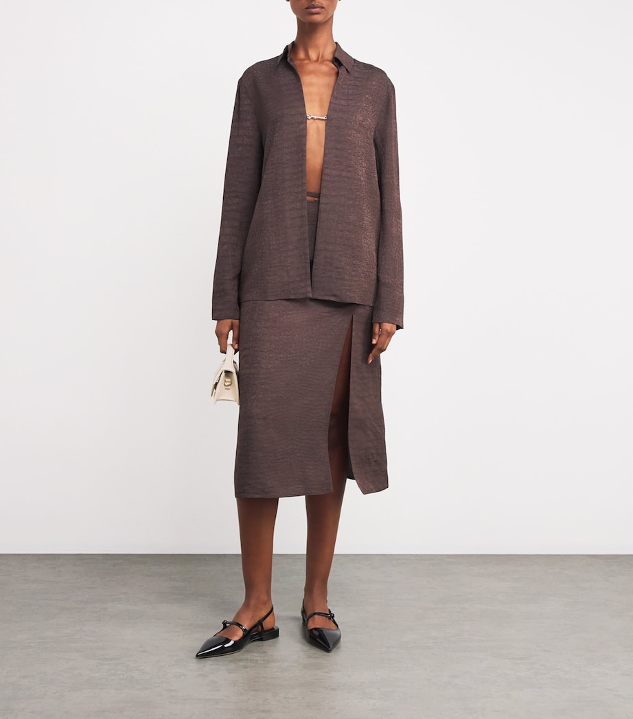 Croc-Effect Monogram Shirt 8CP CROCO BROWN Image 2