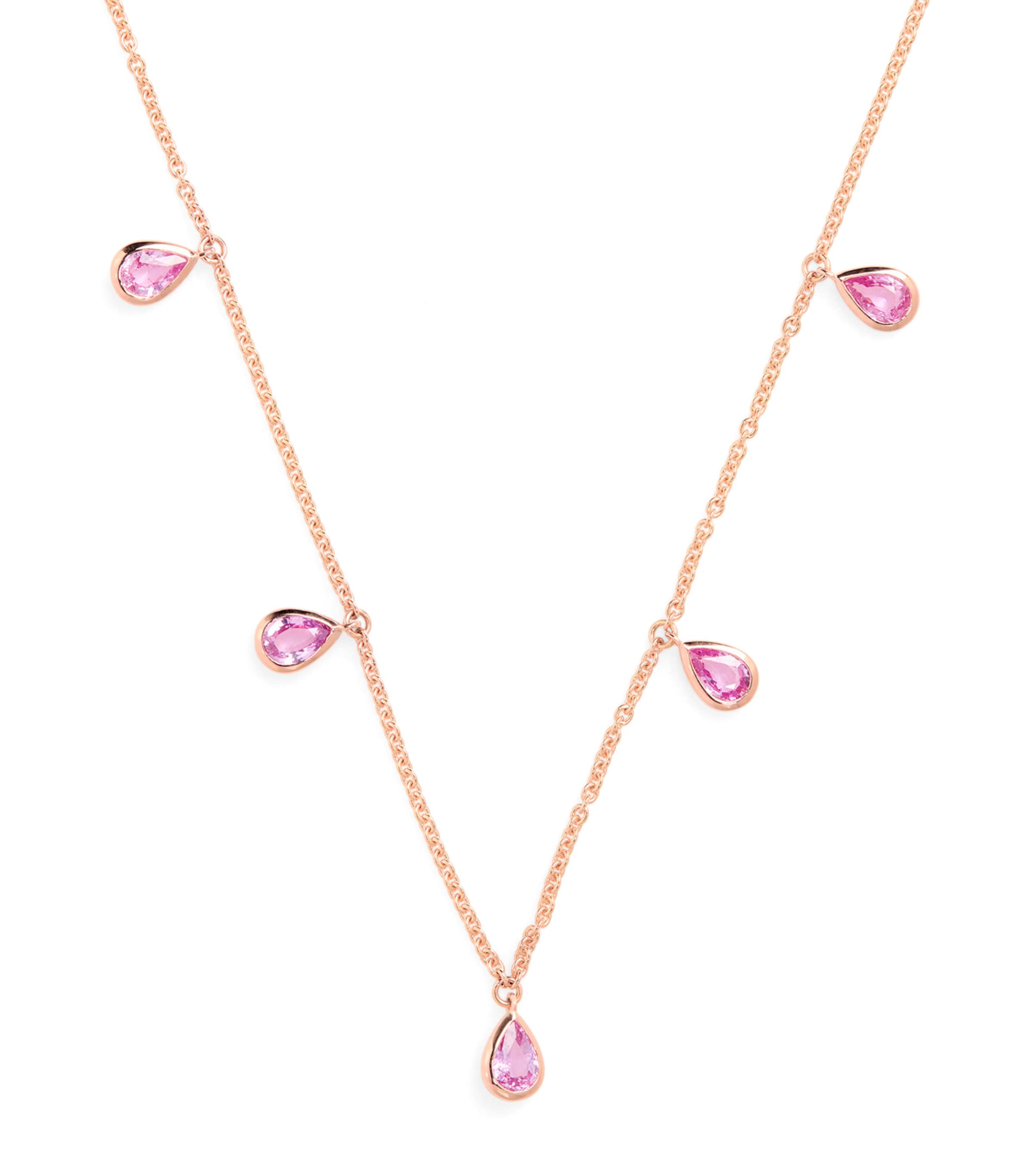 Shay Rose Gold And Pink Sapphire Pear Drop Necklace In Rose Gold