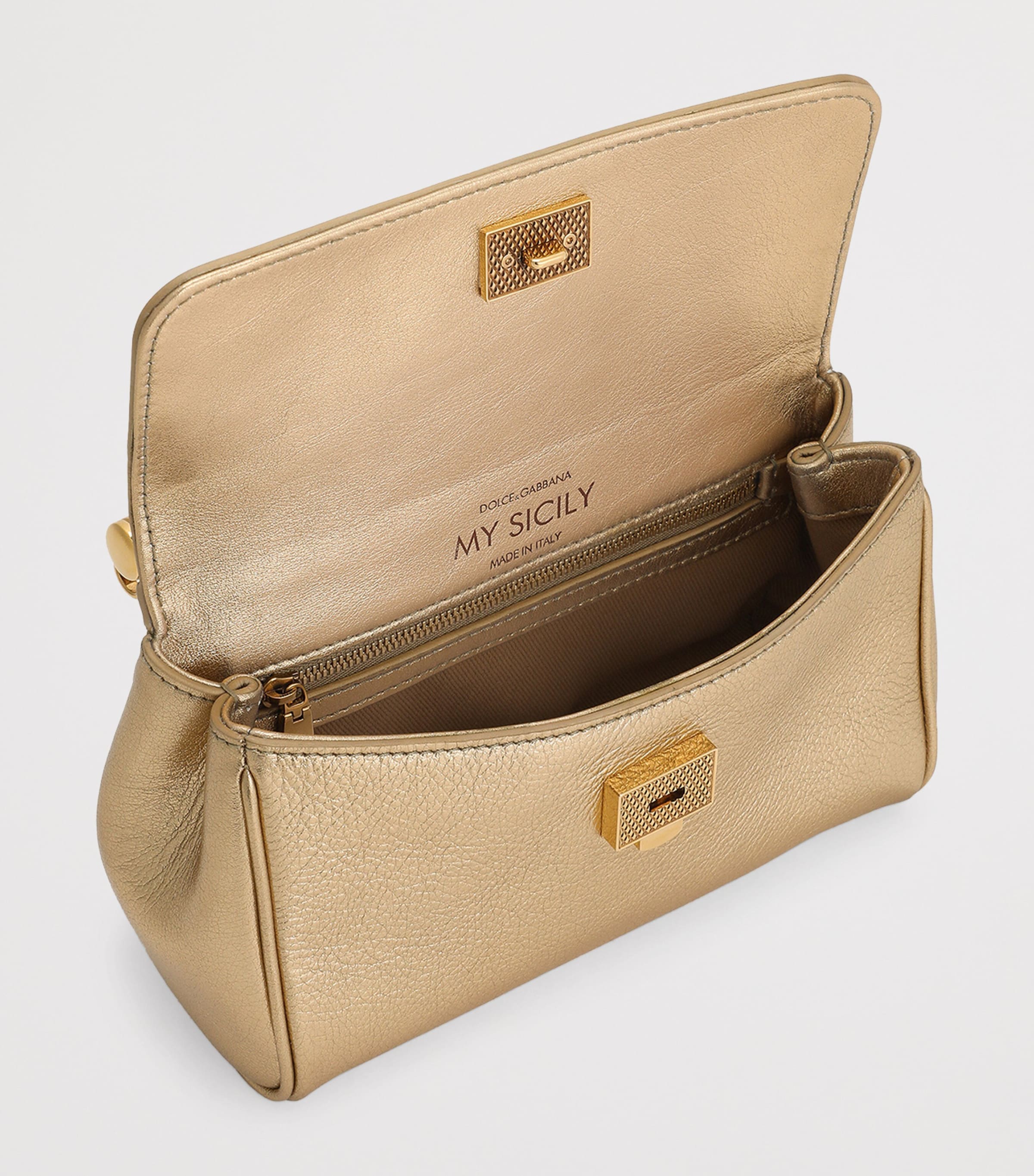 Laminated Calfskin My Sicily Cross-Body Bag 8H945-GOLD Image 5