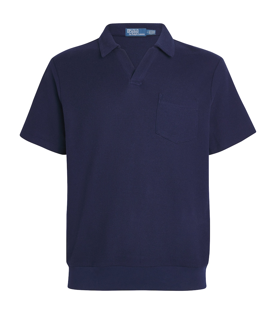 Polo Ralph Lauren Mens Cotton Open-Collar Polo Shirt Cruise Navy Image 1