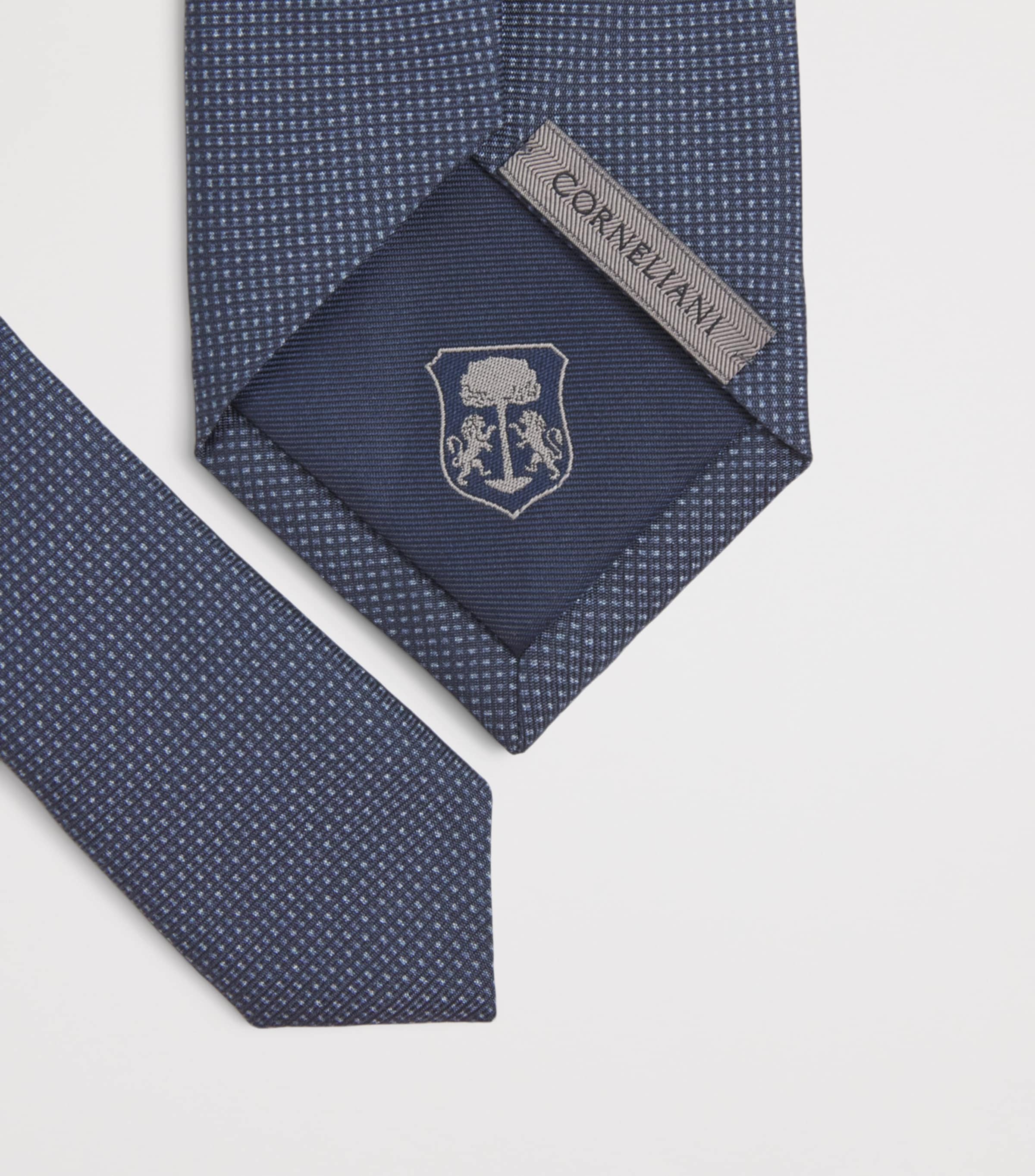 Corneliani Silk Necktie and Pocket Square Set Dark Blue Image 4
