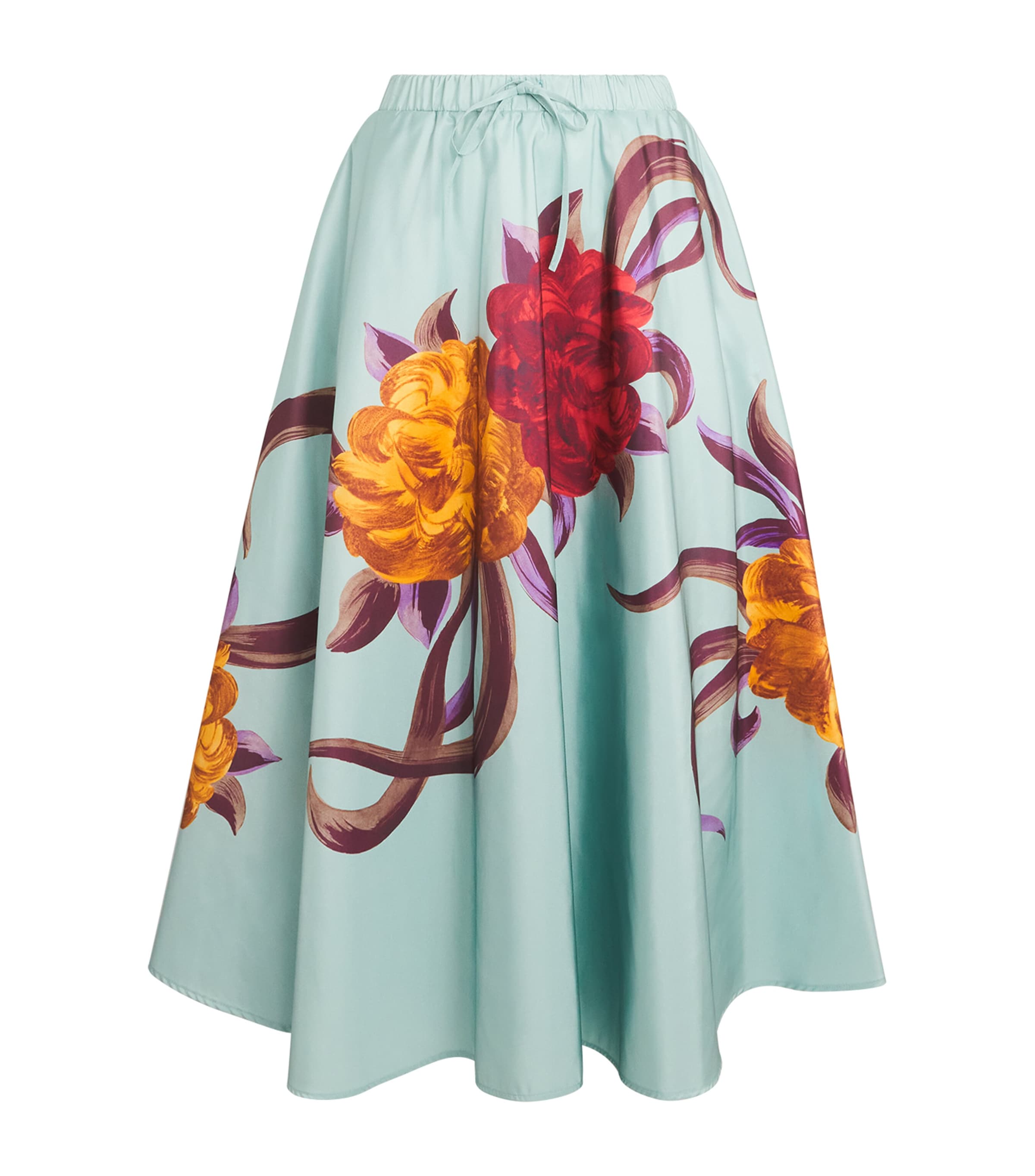La Doublej Floral Drawstring Midi Skirt