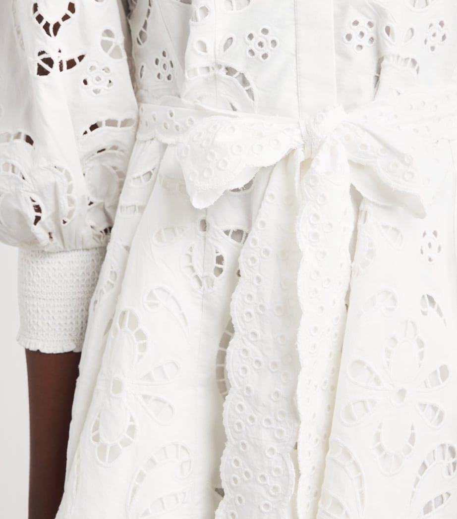 Alice+Olivia Womens Embroidered Lucy Mini Shirt Dress Eng Rose Off White Image 5